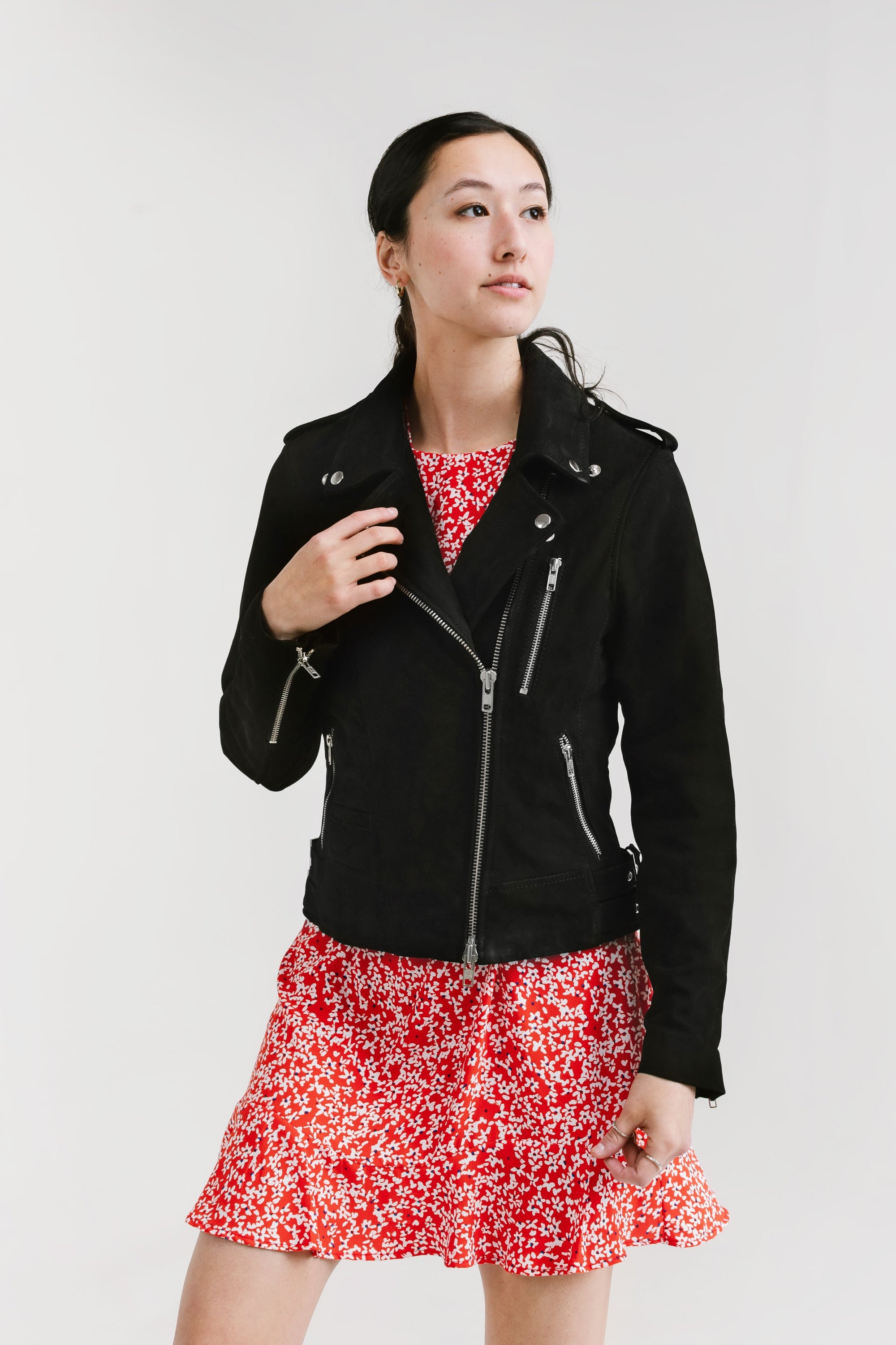 Non Water-Repellent Biker Nubuck Jacket | Aphrodite