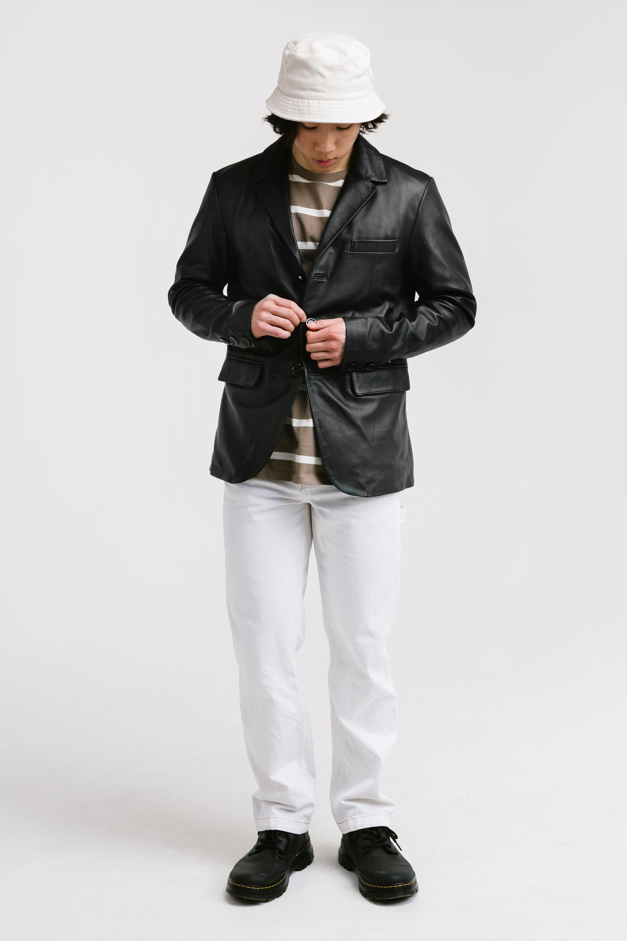 Three-Button Leather Blazer | Chiron