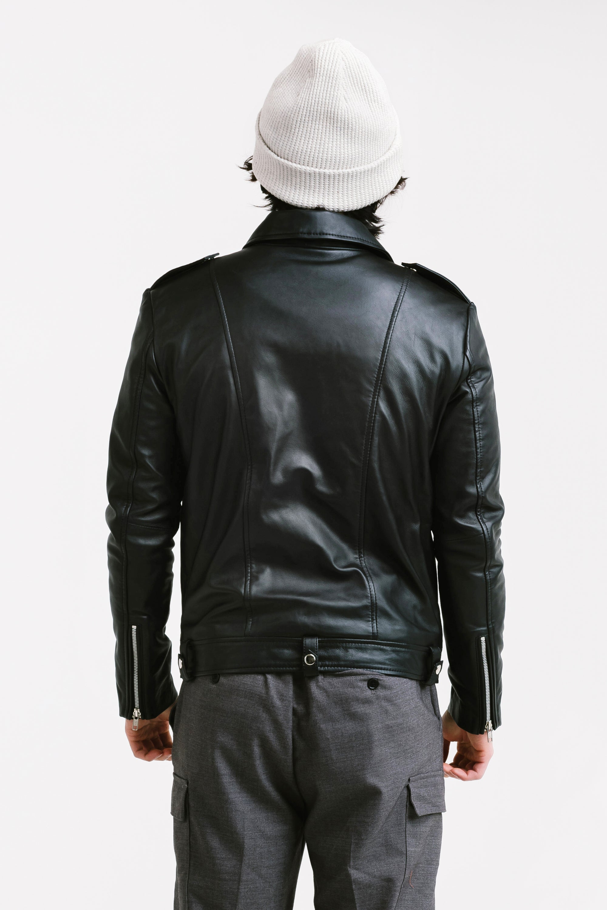 On Hand Non Water-Repellent Biker Leather Jacket | Ares