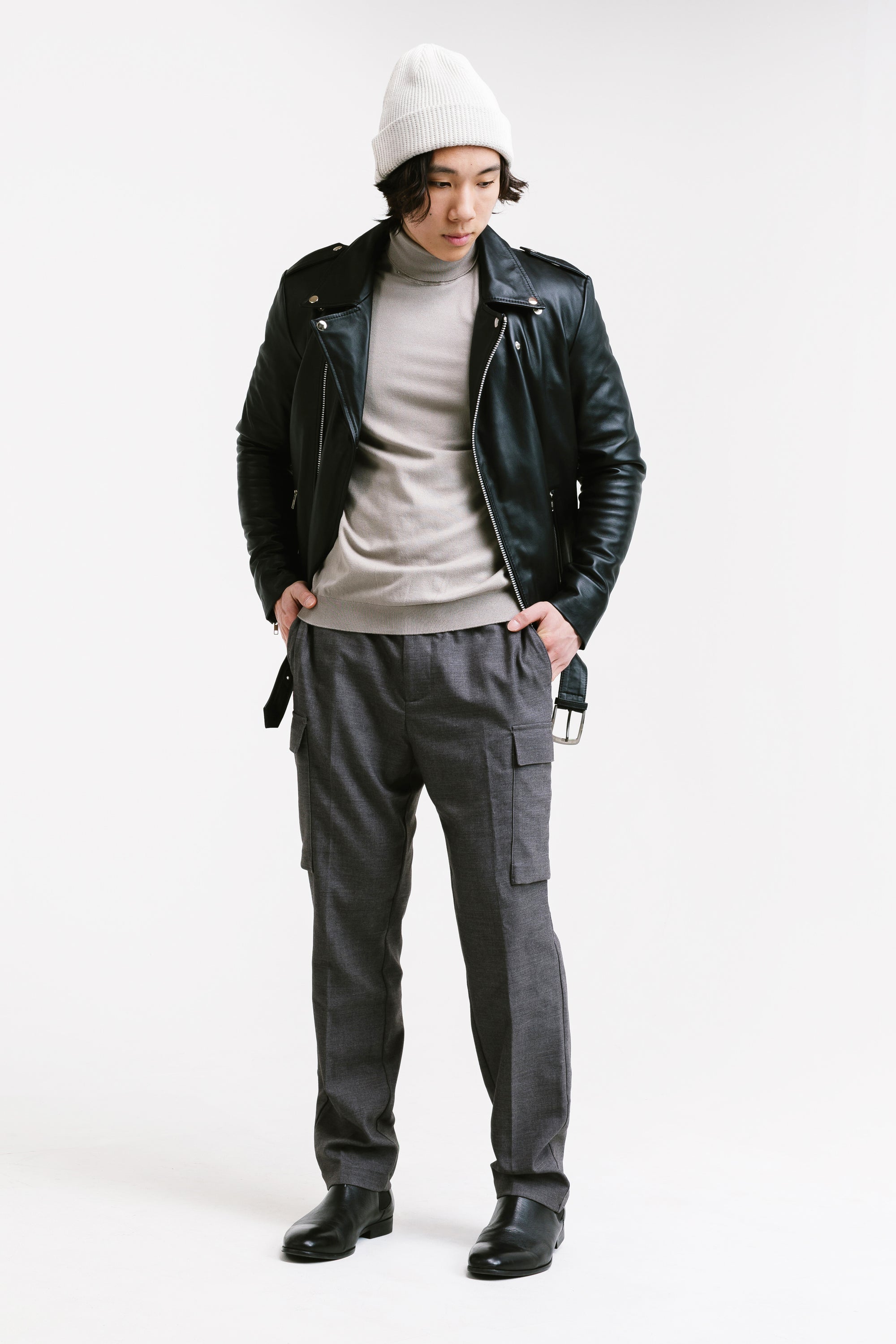 On Hand Non Water-Repellent Biker Leather Jacket | Ares