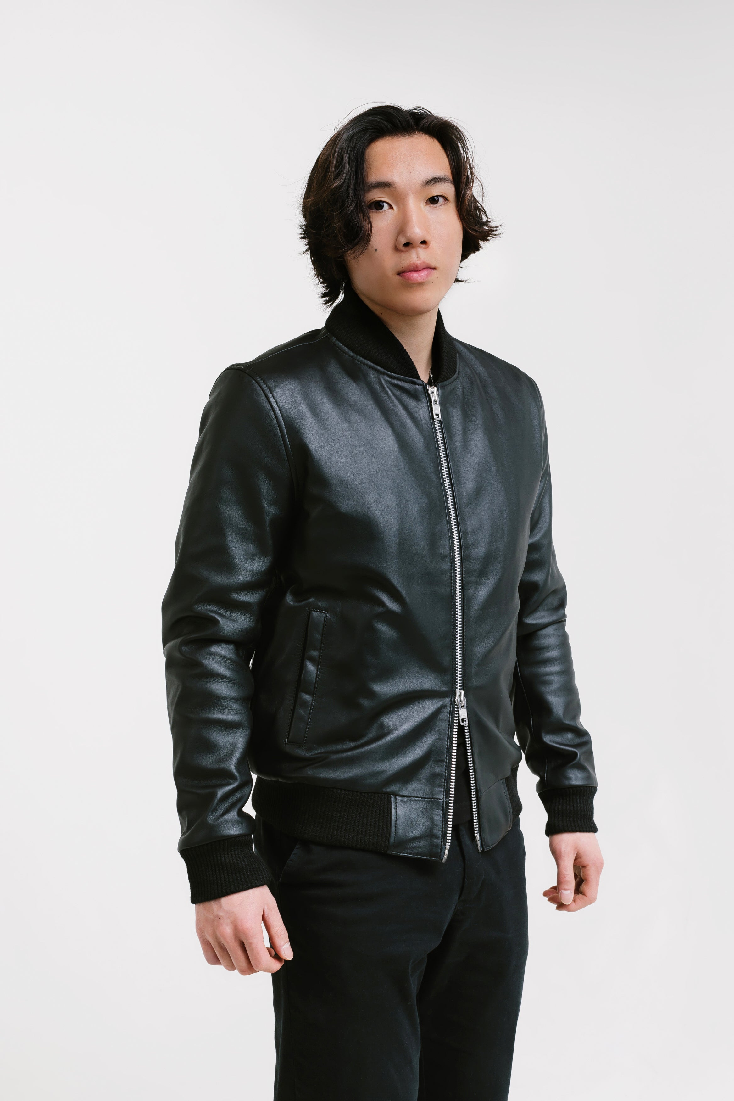 Non Water-Repellent Bomber Leather Jacket | Odysseus