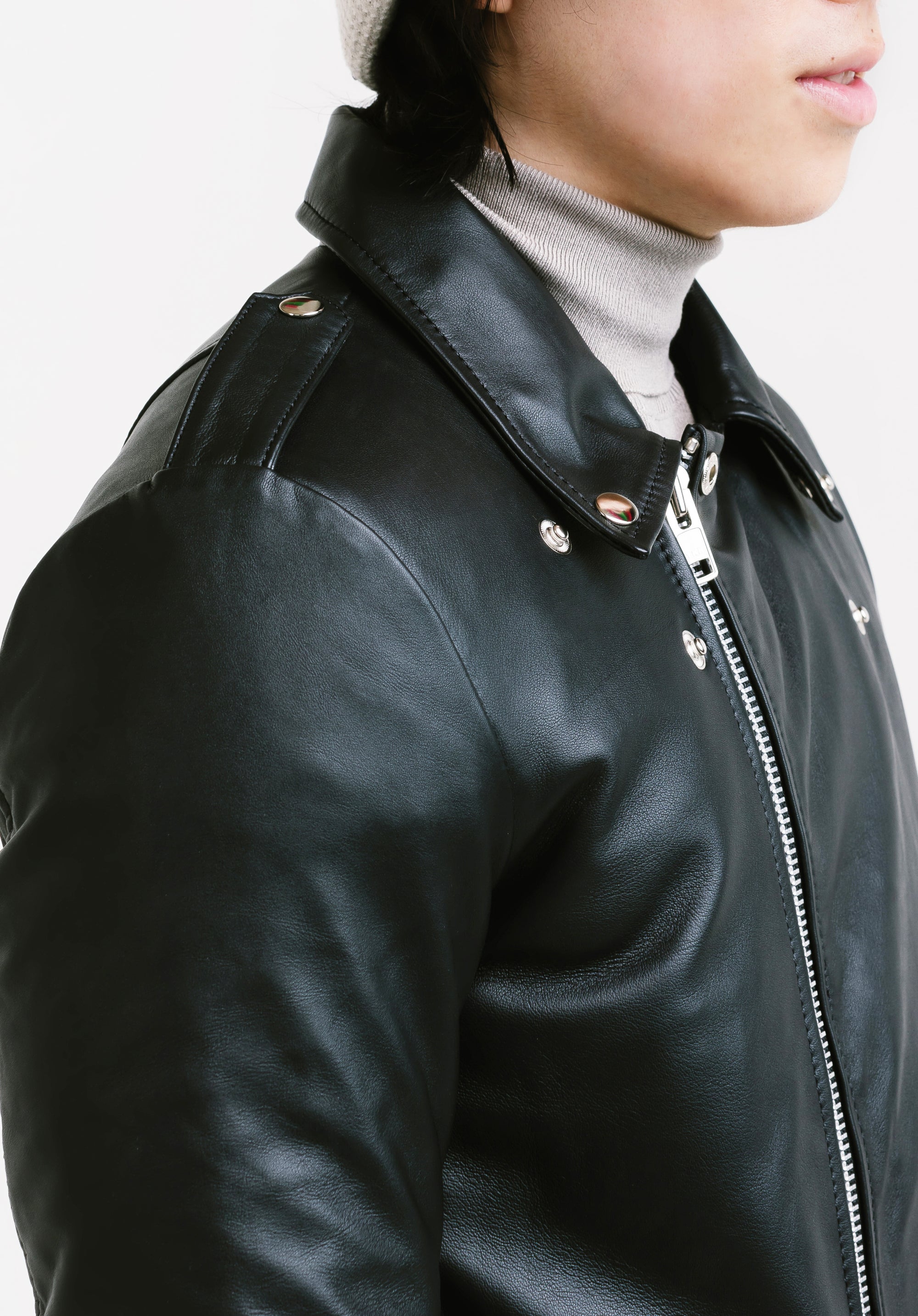On Hand Non Water-Repellent Biker Leather Jacket | Ares