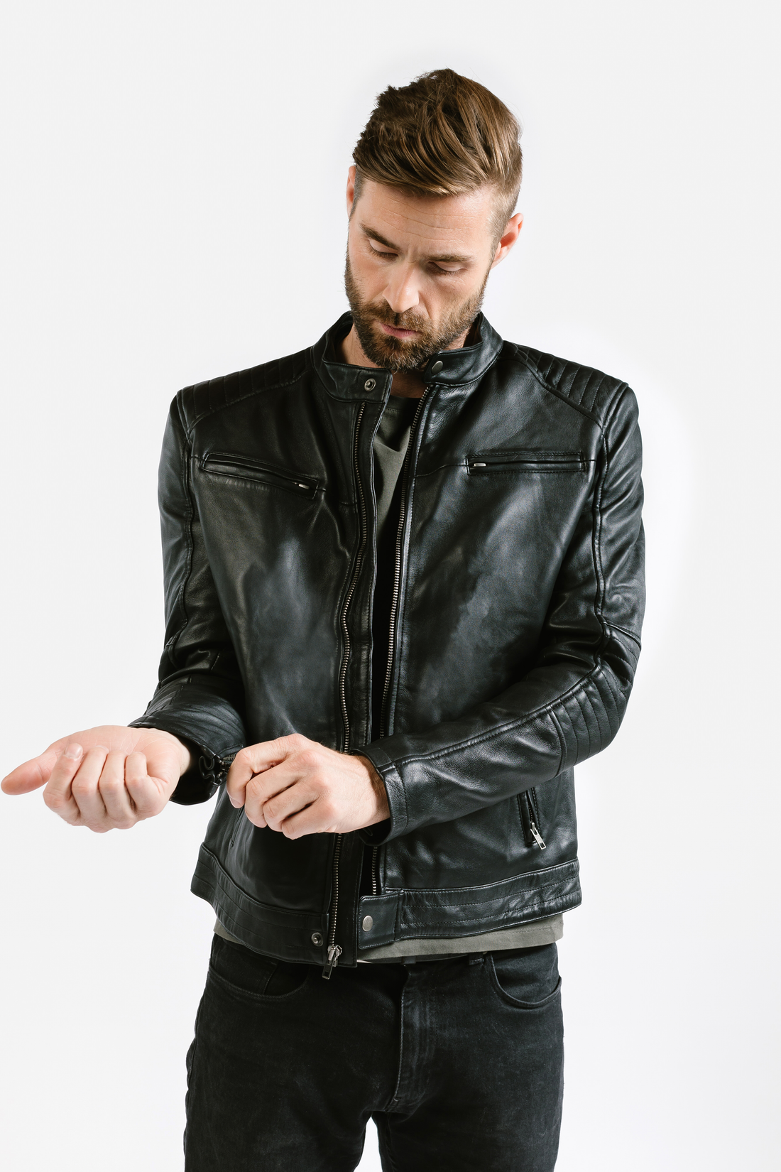 On Hand Racer Leather Jacket | Achilles