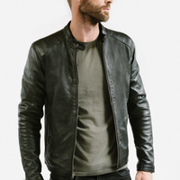 On Hand Slim Racer Leather Jacket | Theseus