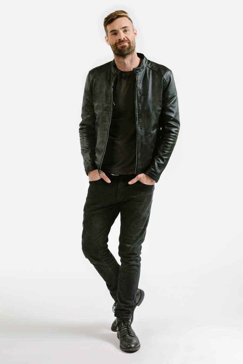 Slim Racer Leather Jacket | Theseus