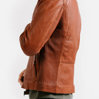 Non Water-Repellent Slim Racer Leather Jacket | Theseus