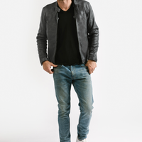 On Hand Slim Racer Leather Jacket | Theseus