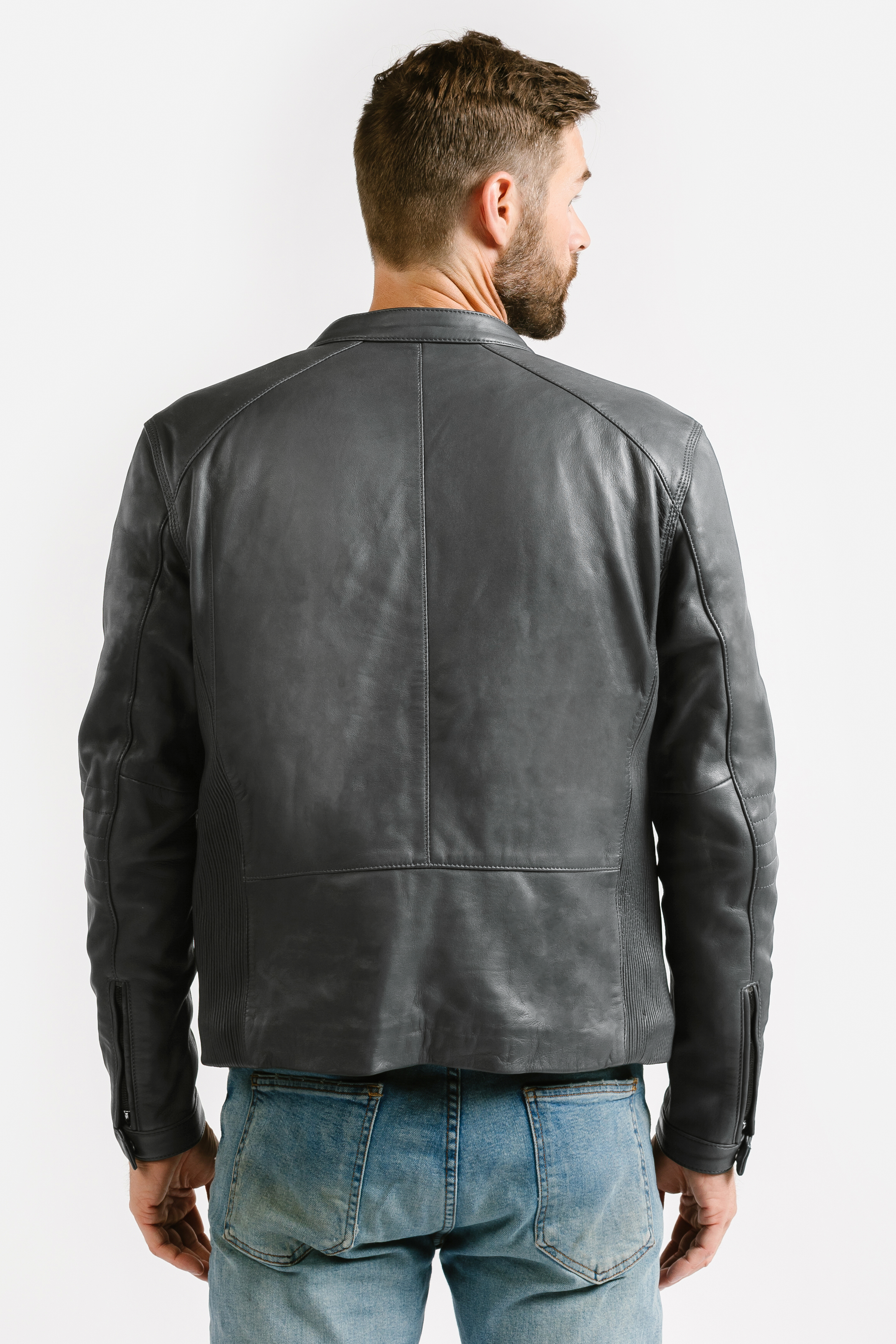 On Hand Slim Racer Leather Jacket | Theseus