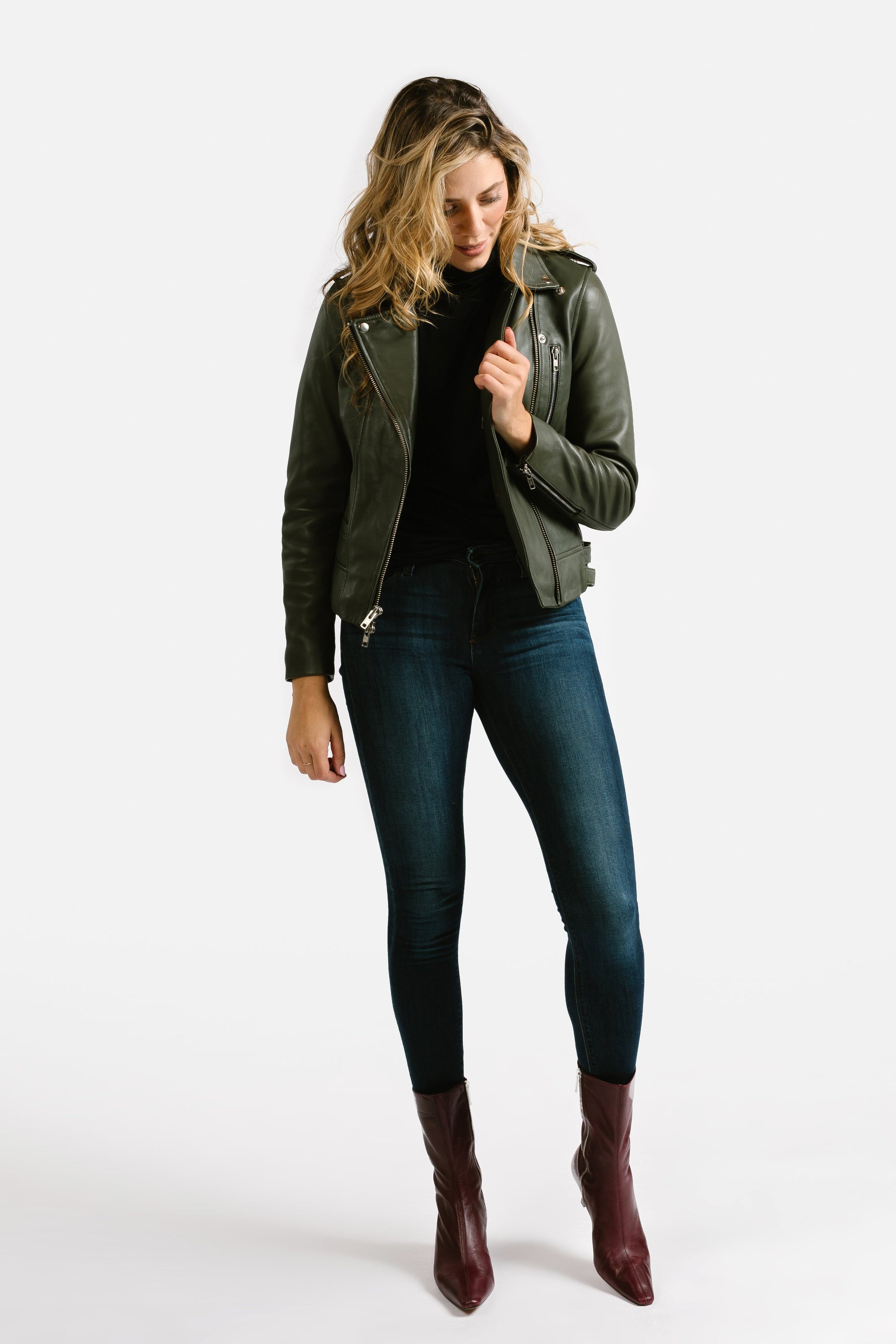 Non Water-Repellent Biker Leather Jacket | Aphrodite