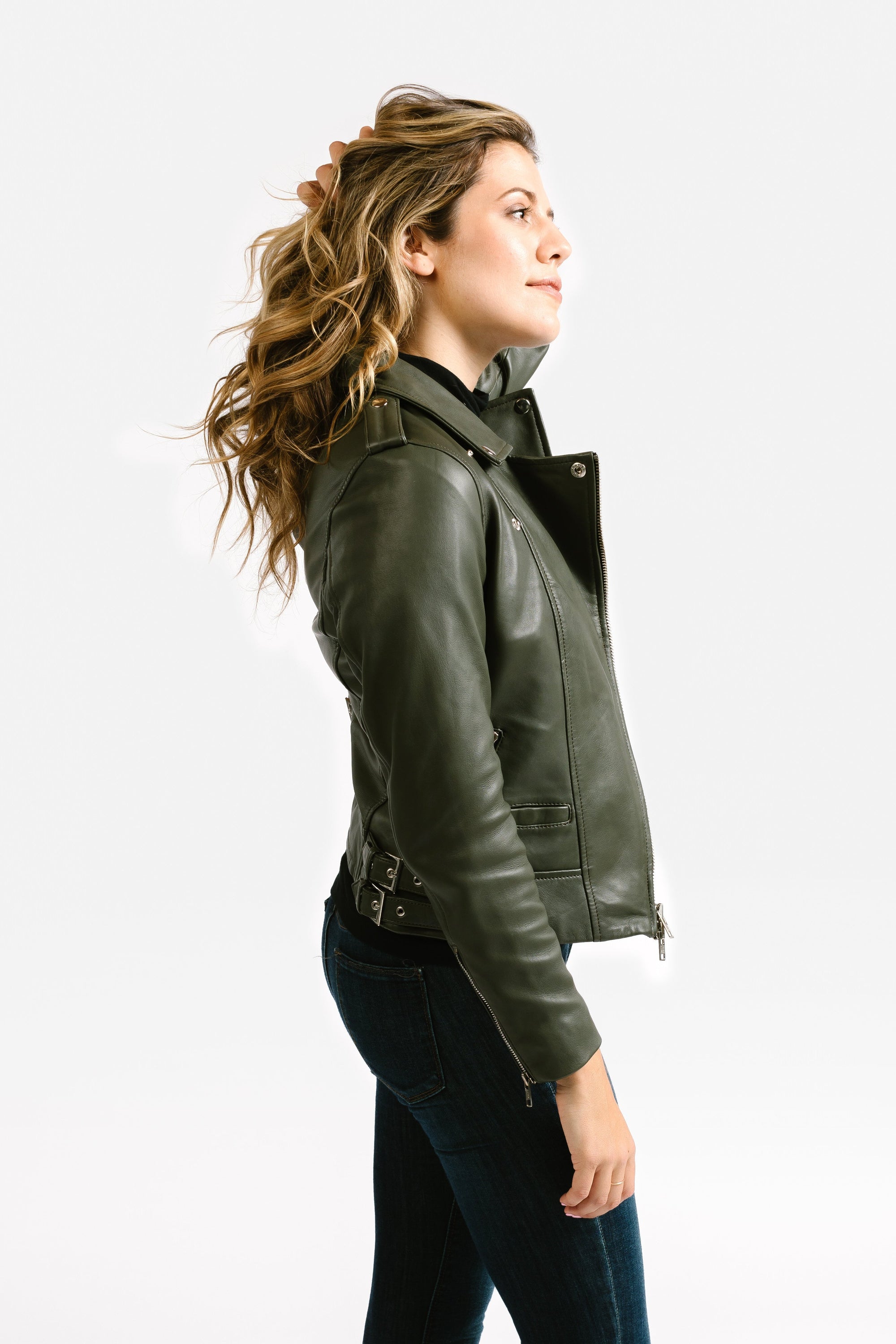 Non Water-Repellent Biker Leather Jacket | Aphrodite