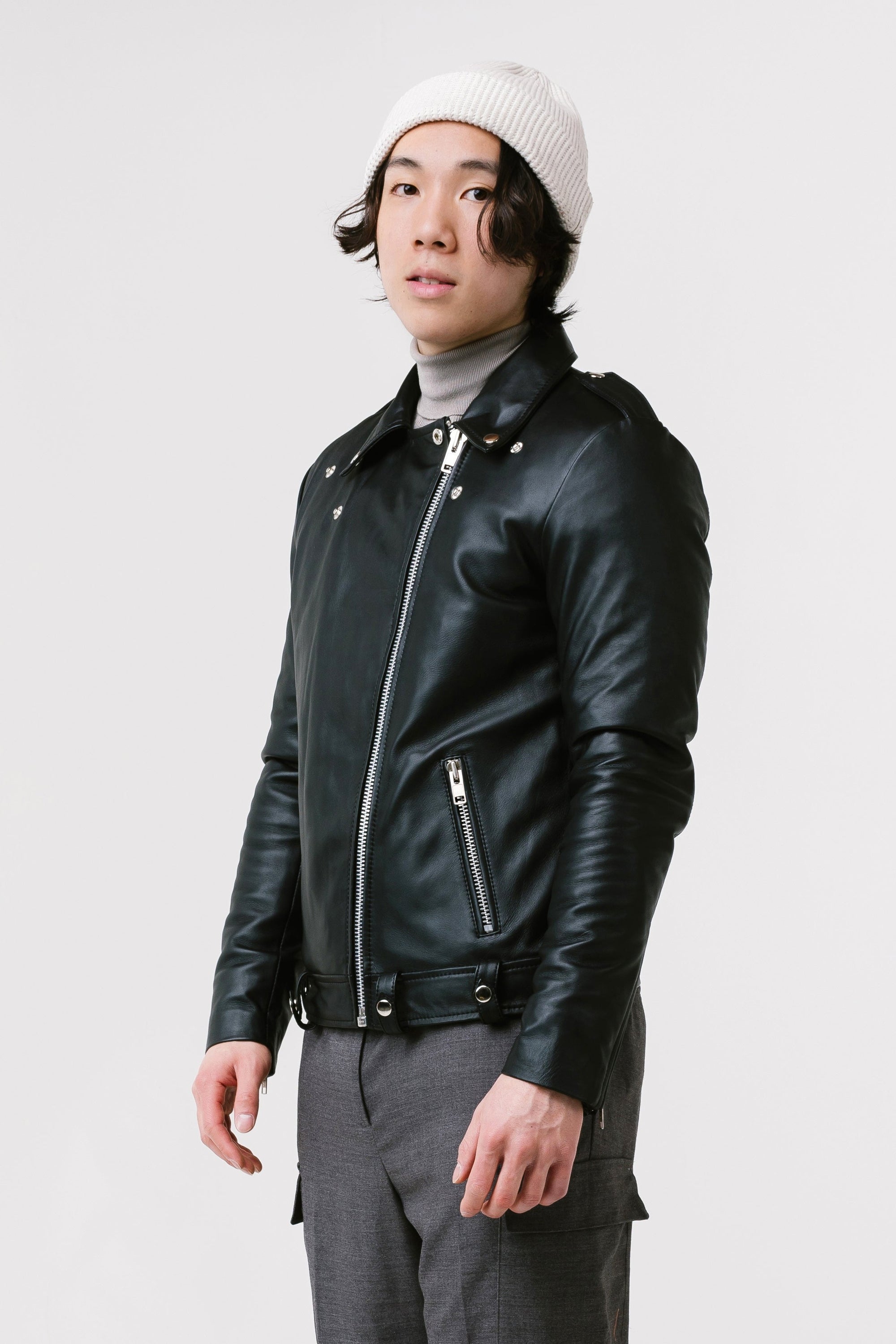 On Hand Non Water-Repellent Biker Leather Jacket | Ares