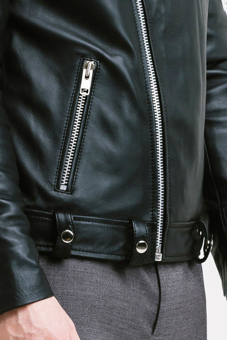 On Hand Non Water-Repellent Biker Leather Jacket | Ares