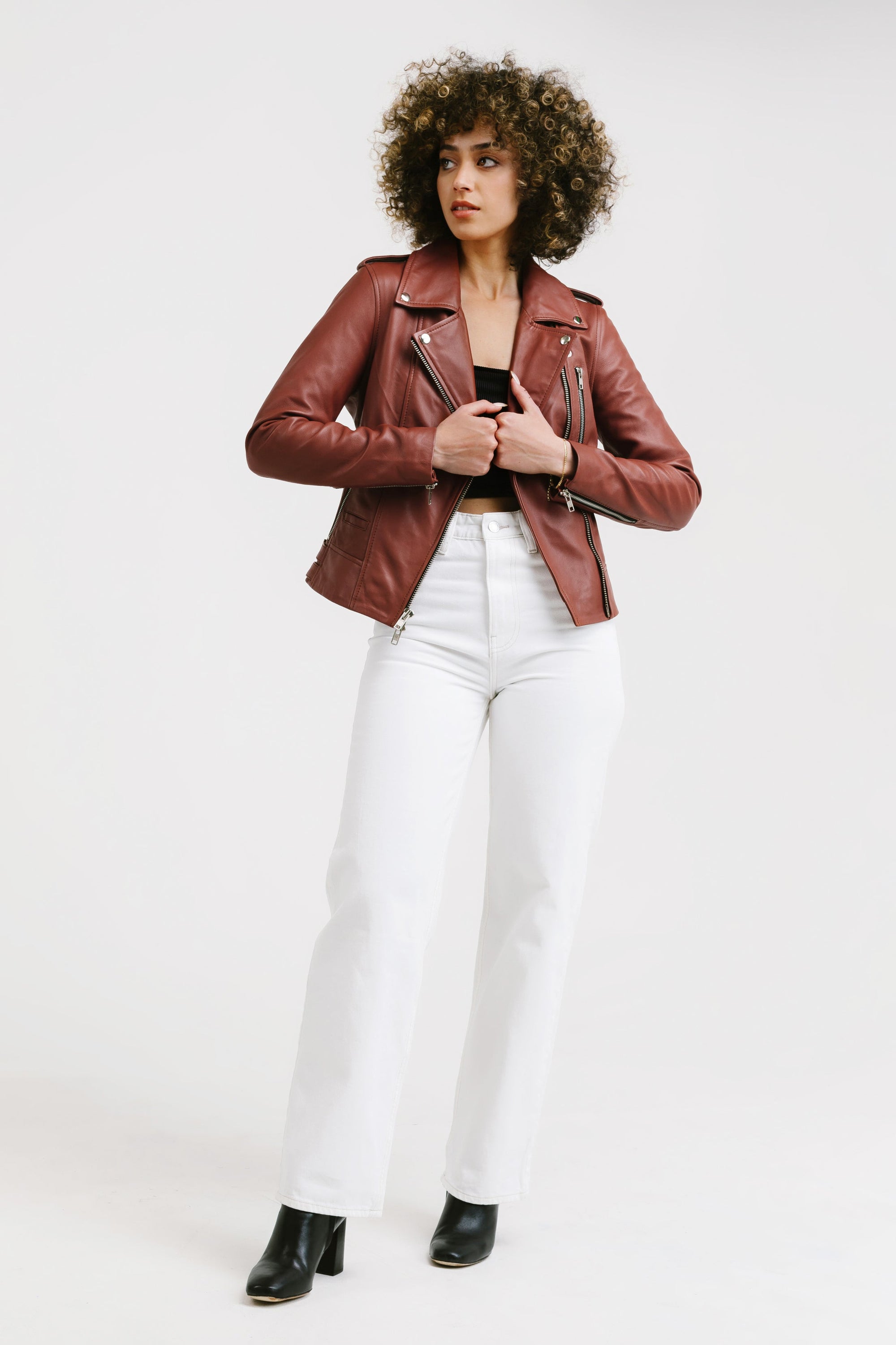 Non Water-Repellent Biker Leather Jacket | Aphrodite