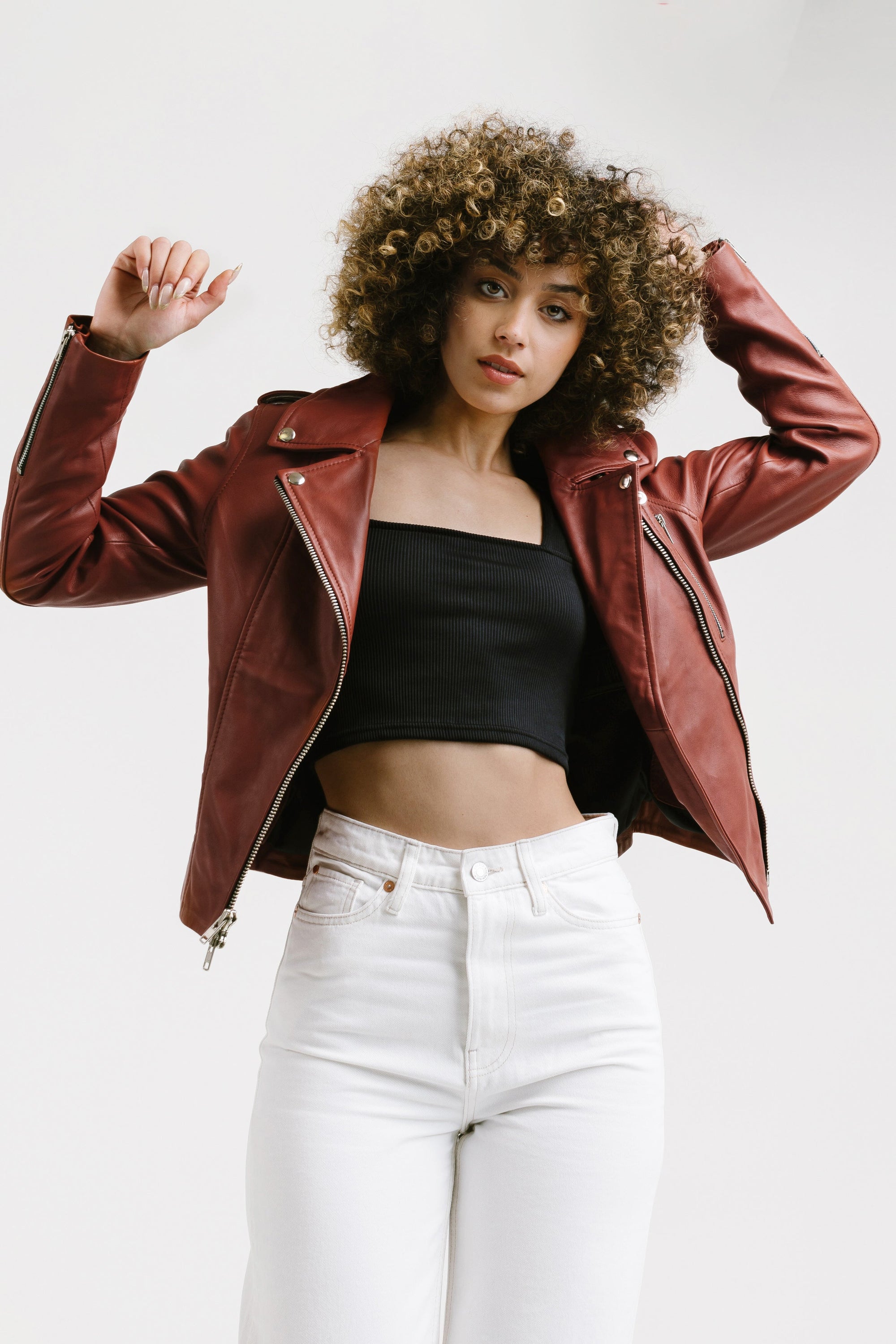 Non Water-Repellent Biker Leather Jacket | Aphrodite
