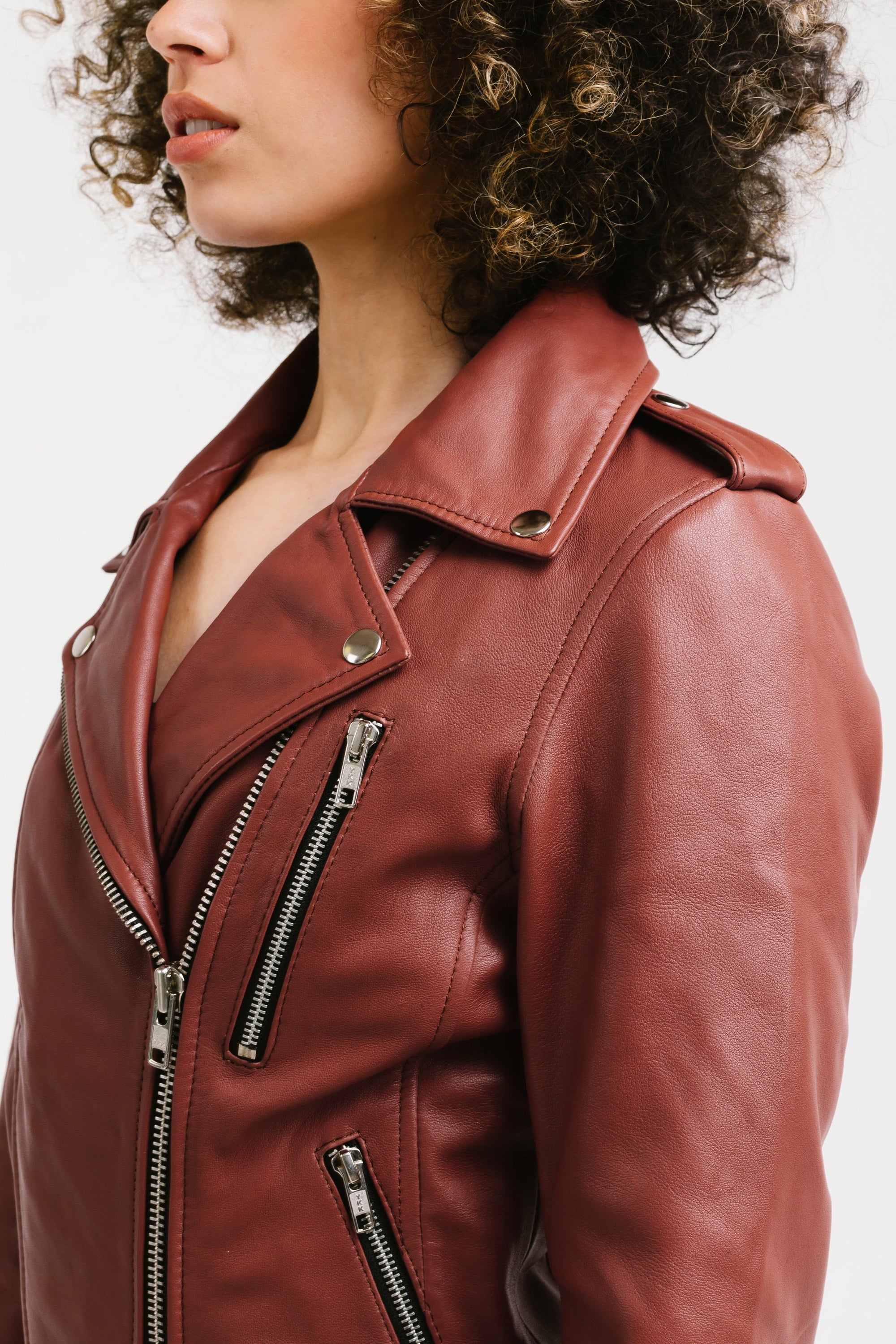 Non Water-Repellent Biker Leather Jacket | Aphrodite