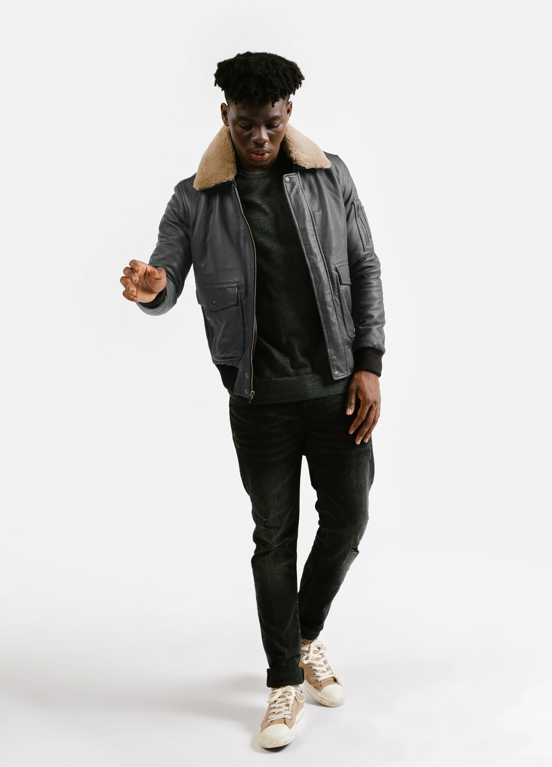 Non Water-Repellent Aviator Leather Jacket | Icarus