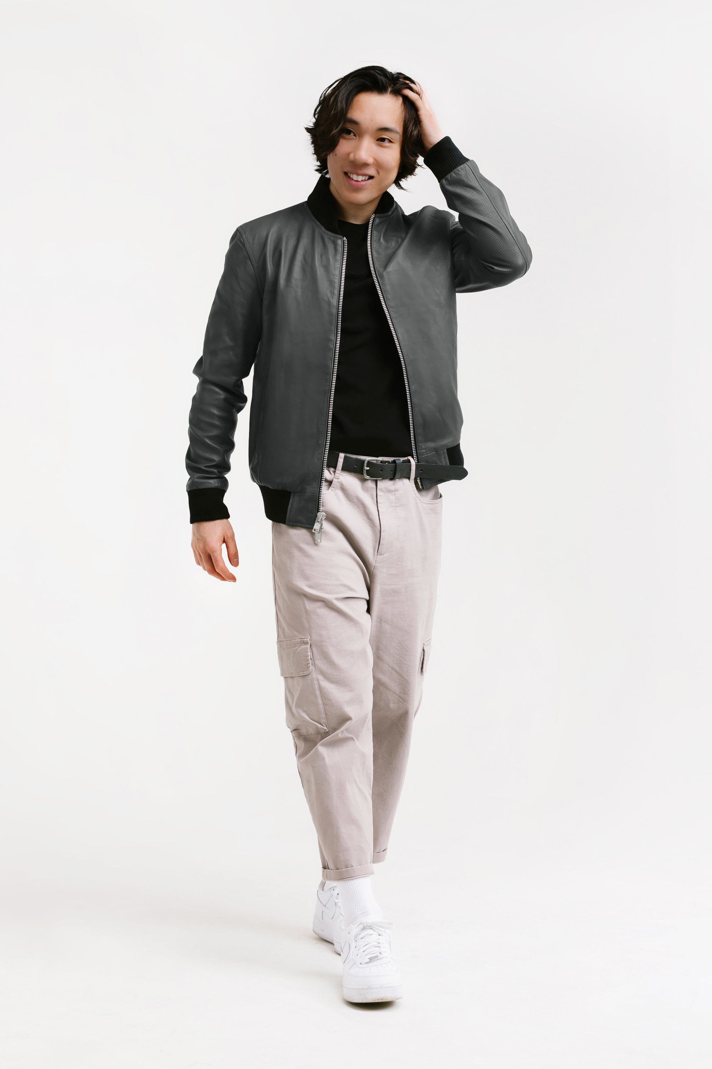 Non Water-Repellent Bomber Leather Jacket | Odysseus