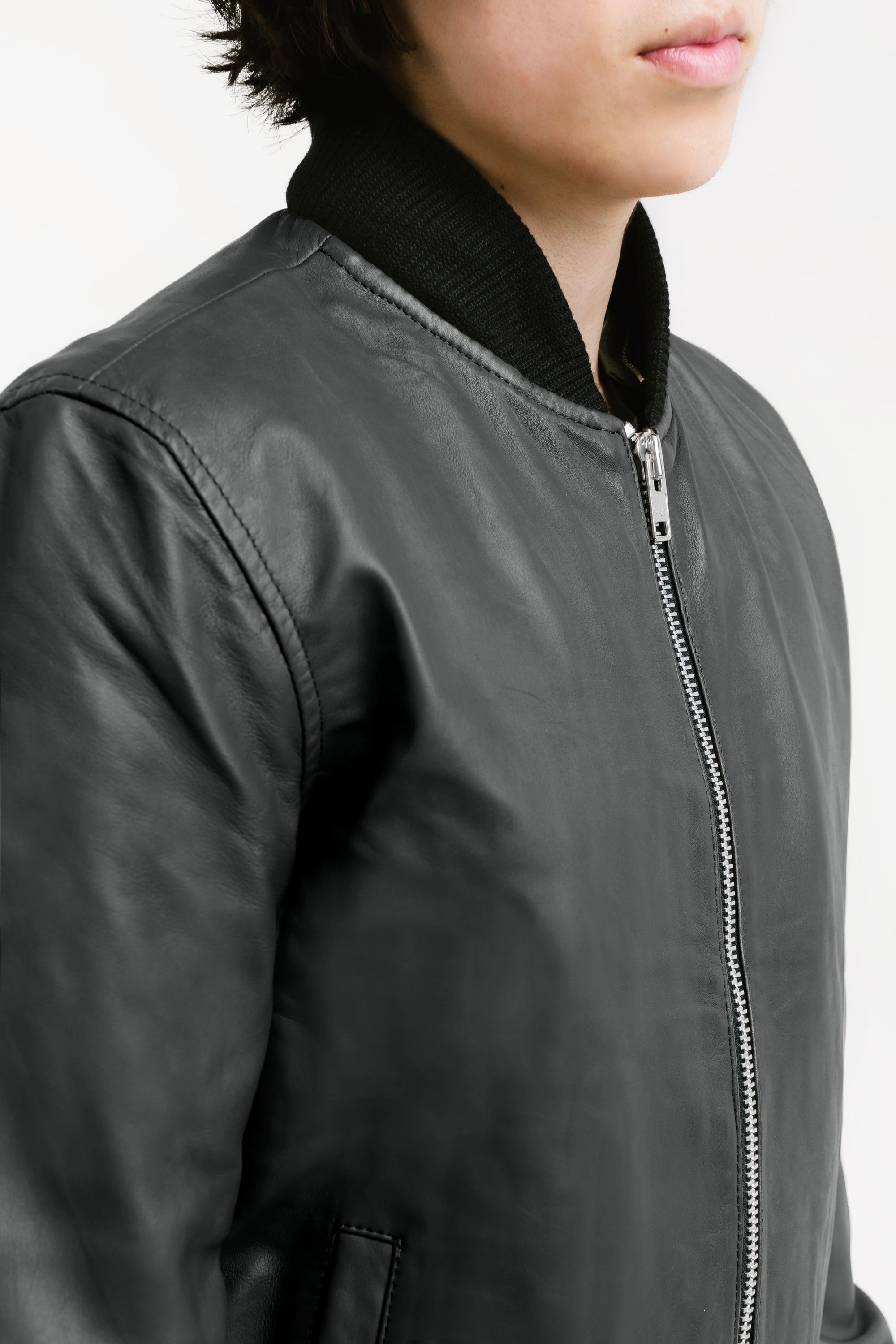 Non Water-Repellent Bomber Leather Jacket | Odysseus