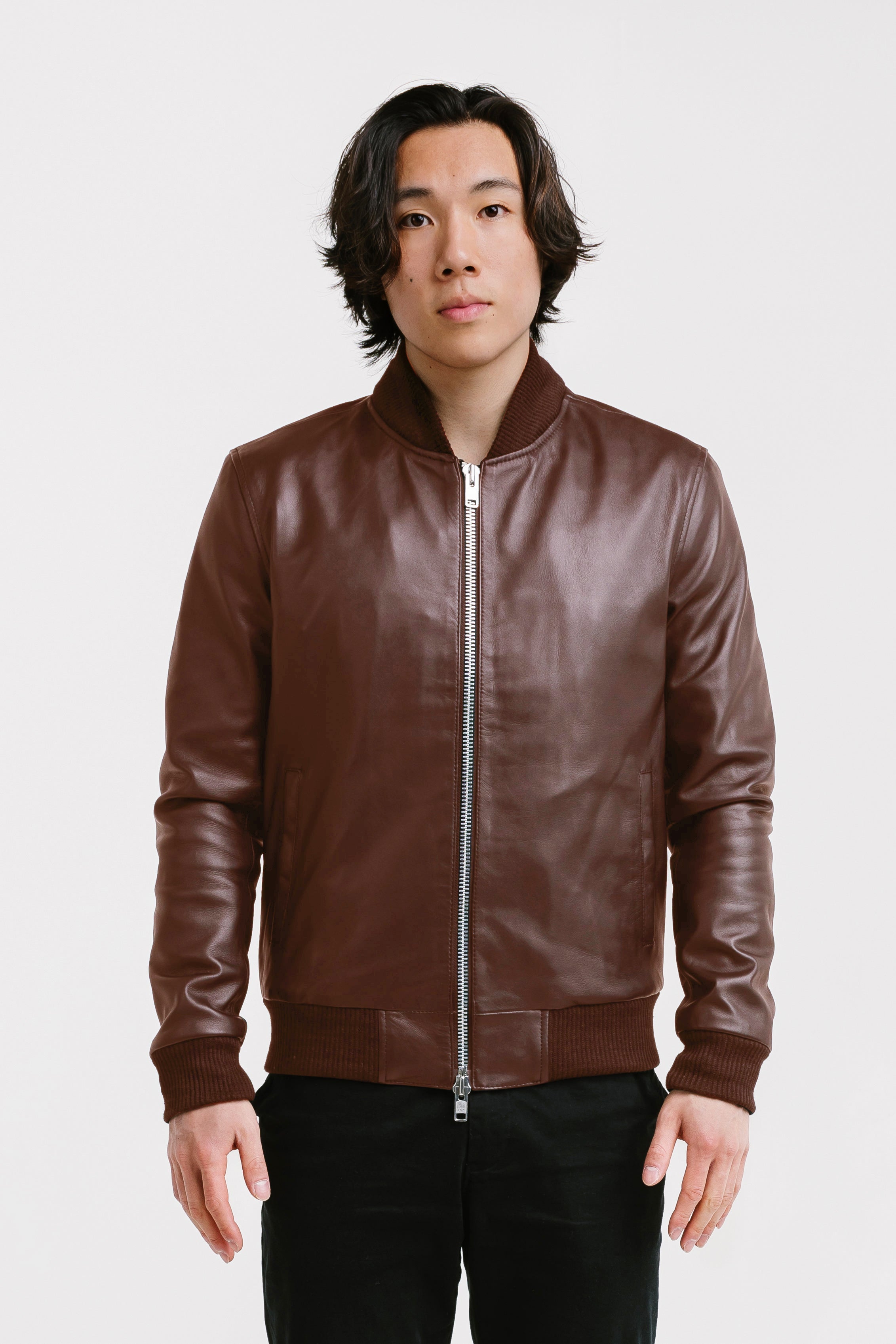 Non Water-Repellent Bomber Leather Jacket | Odysseus