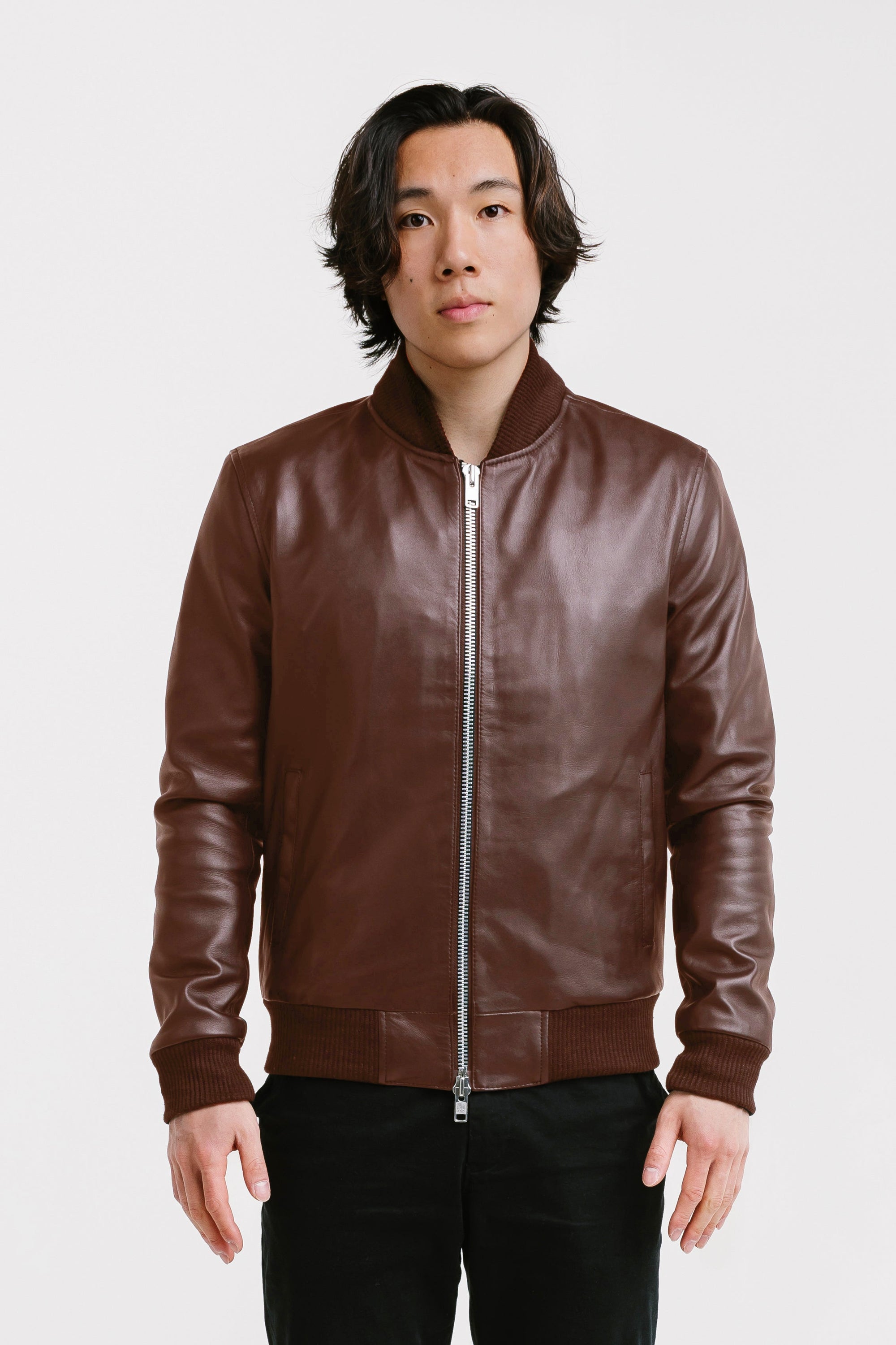 Non Water-Repellent Bomber Leather Jacket | Odysseus