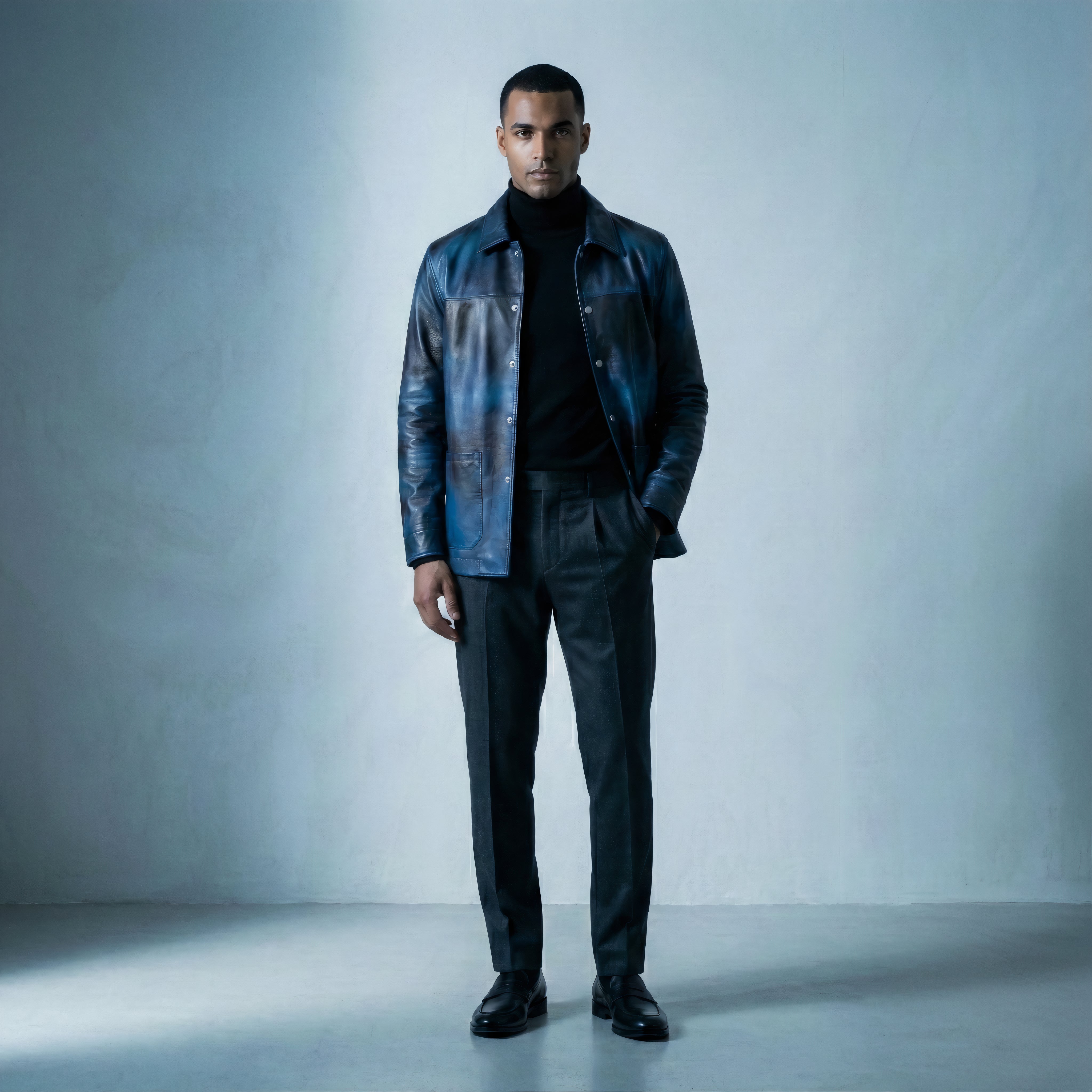 Men's Chore Two-Tone Leather Jacket | Poseidon – Threads of Apollo