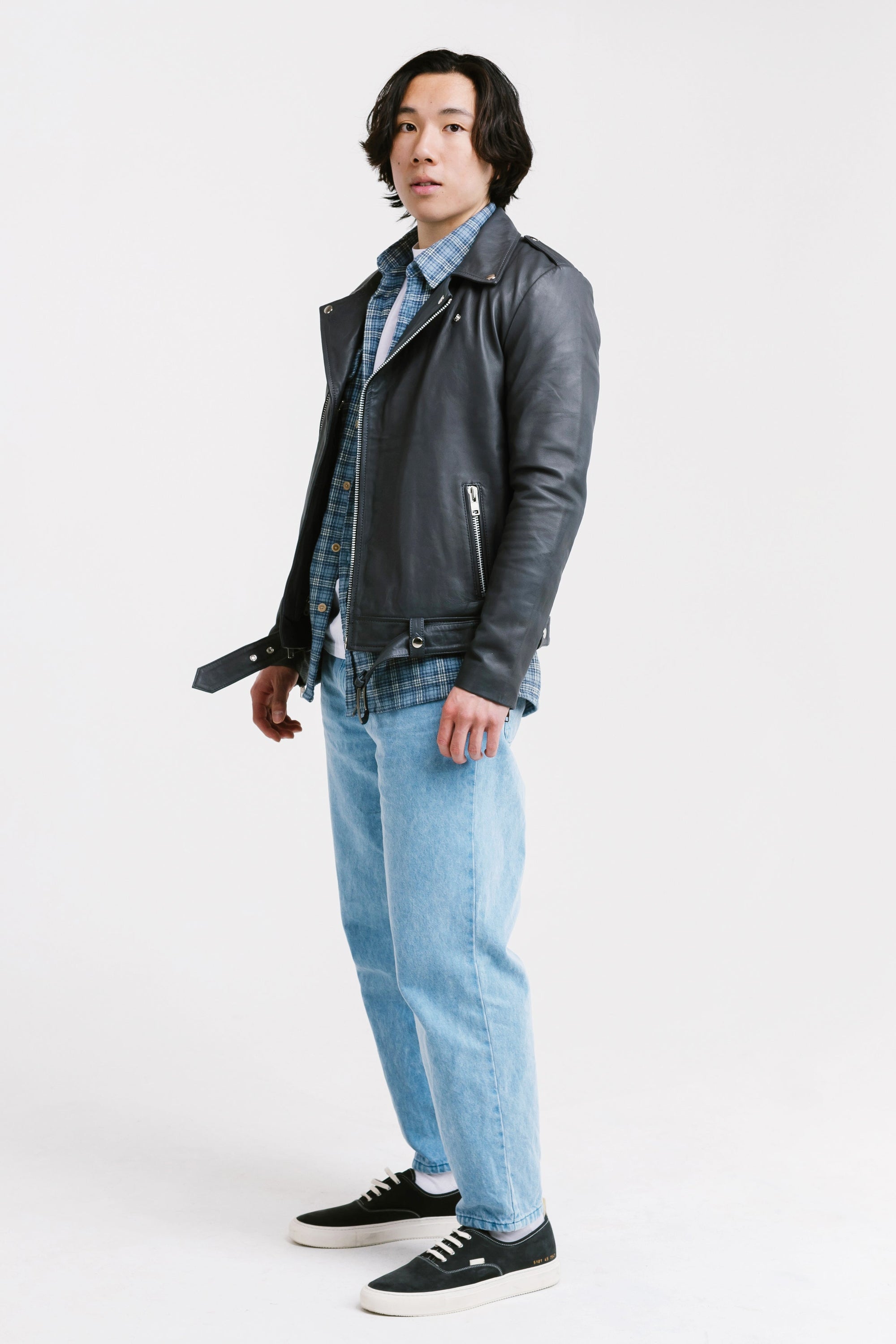 On Hand Non Water-Repellent Biker Leather Jacket | Ares