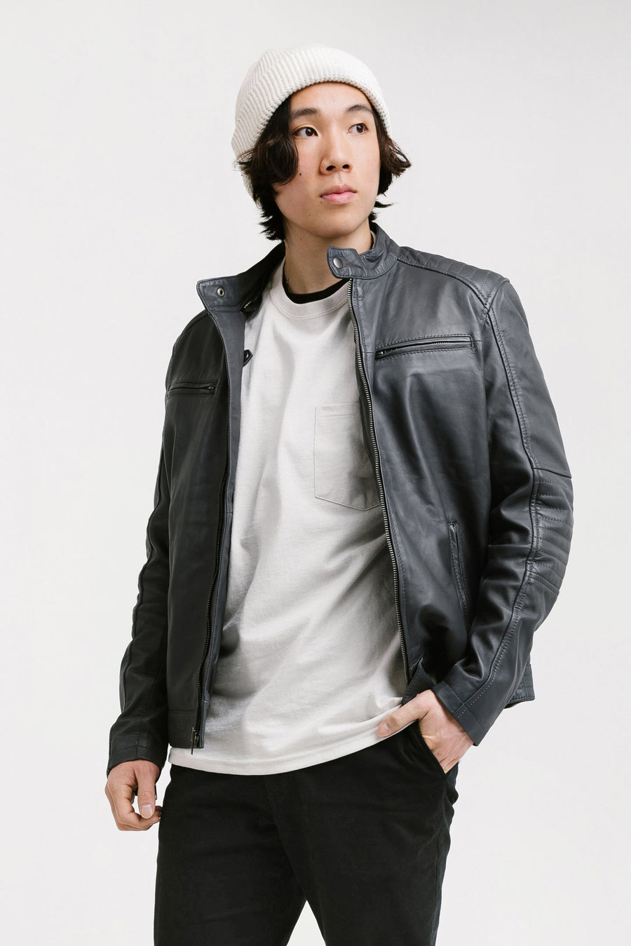 On Hand Racer Leather Jacket | Achilles