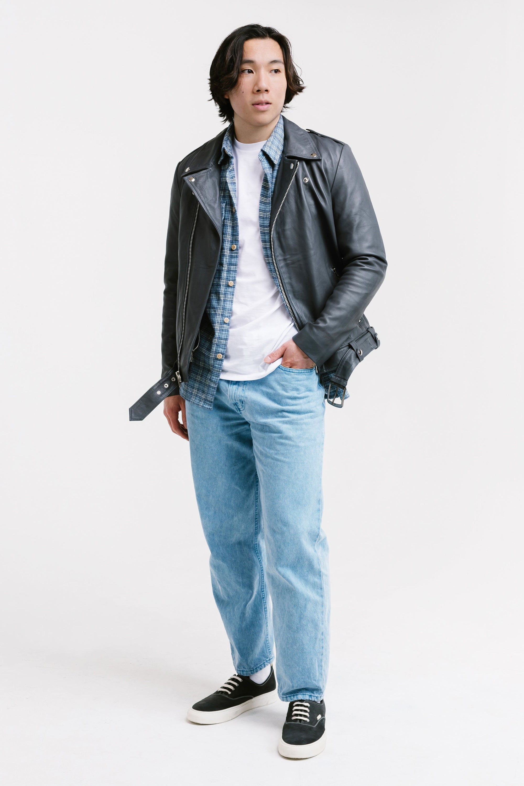 On Hand Non Water-Repellent Biker Leather Jacket | Ares