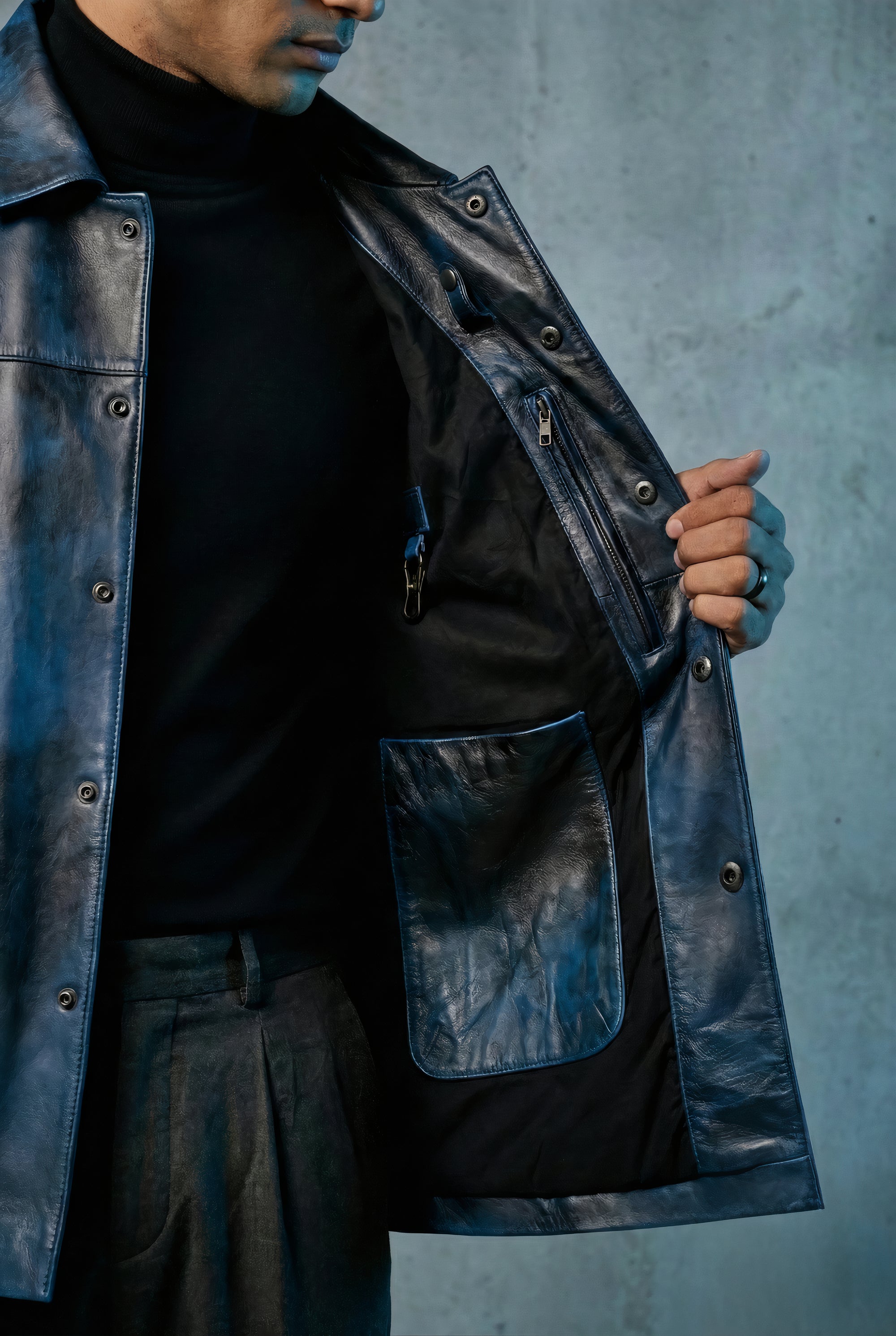 Warehouse Chore Two-Tone Leather Jacket | Poseidon