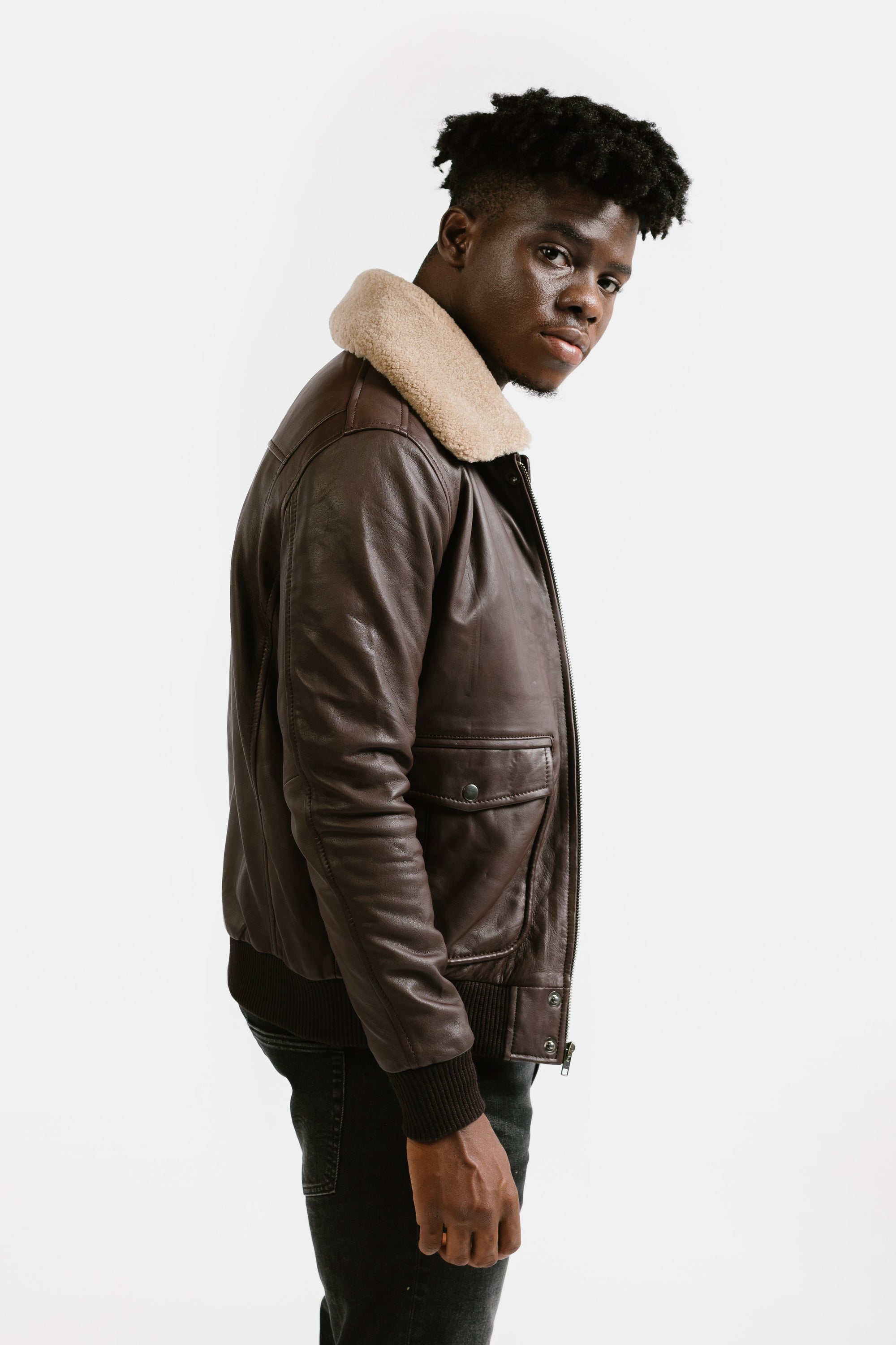 Non Water-Repellent Aviator Leather Jacket | Icarus