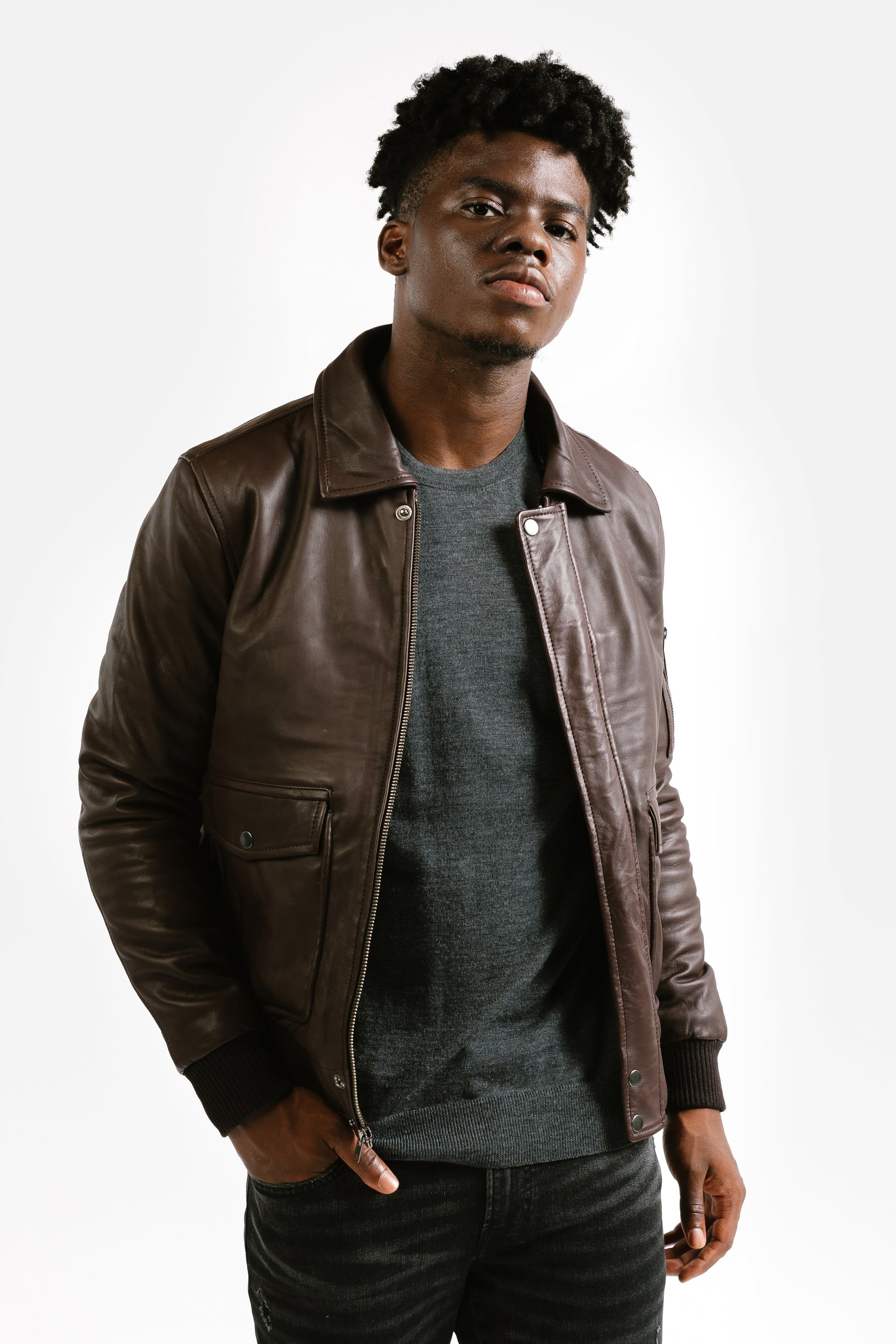 Non Water-Repellent Aviator Leather Jacket | Icarus