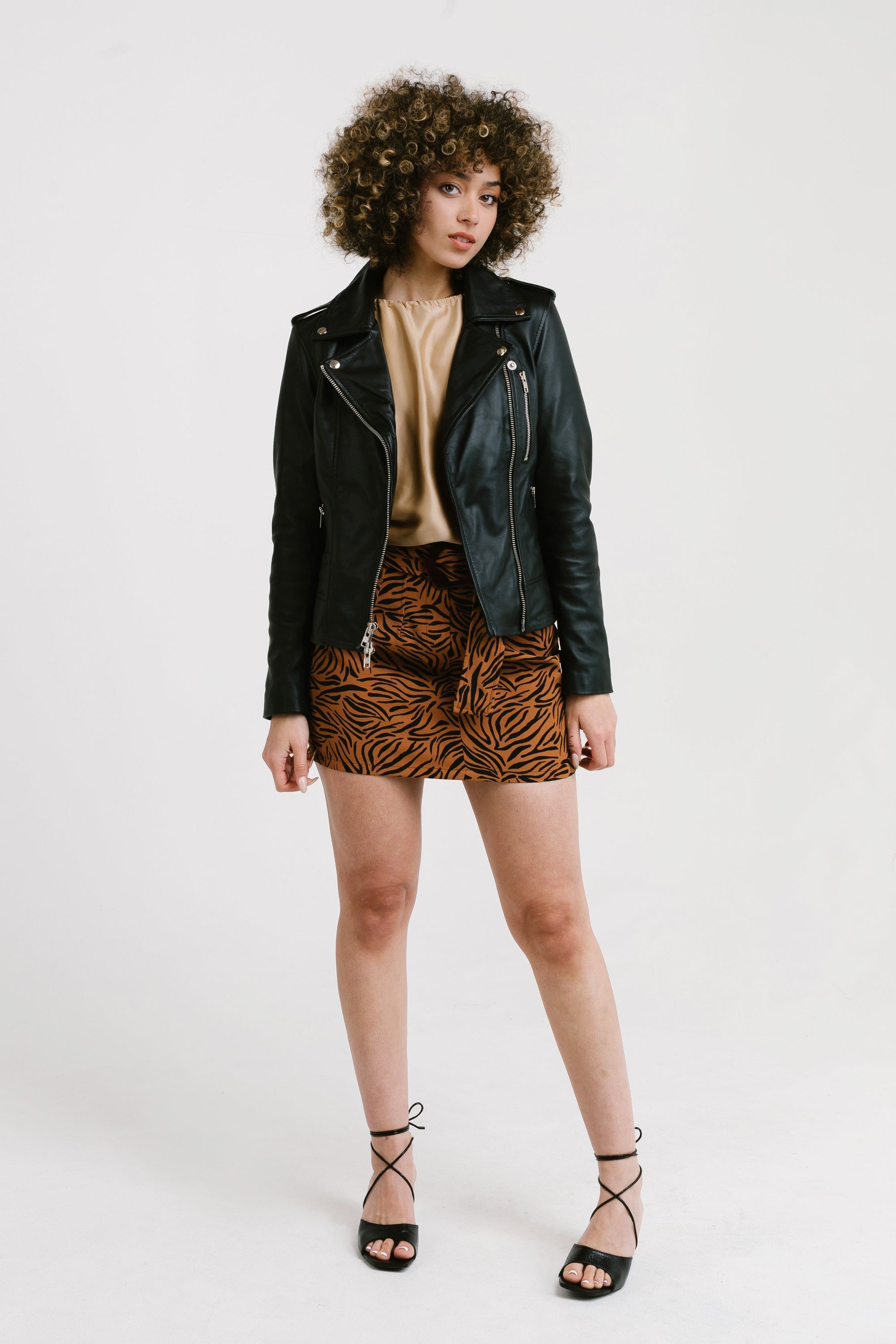 Non Water-Repellent Biker Leather Jacket | Aphrodite