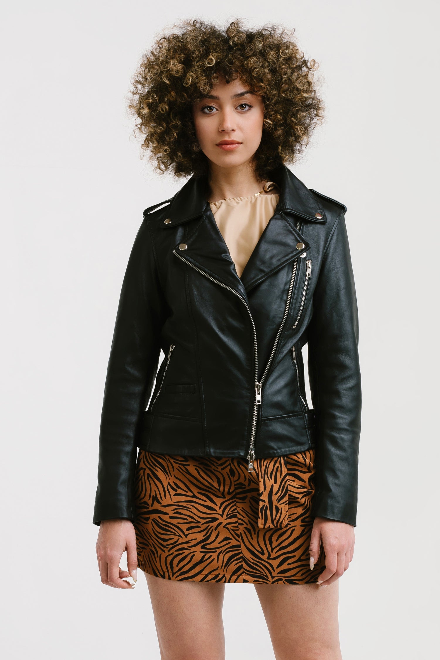 Non Water-Repellent Biker Leather Jacket | Aphrodite