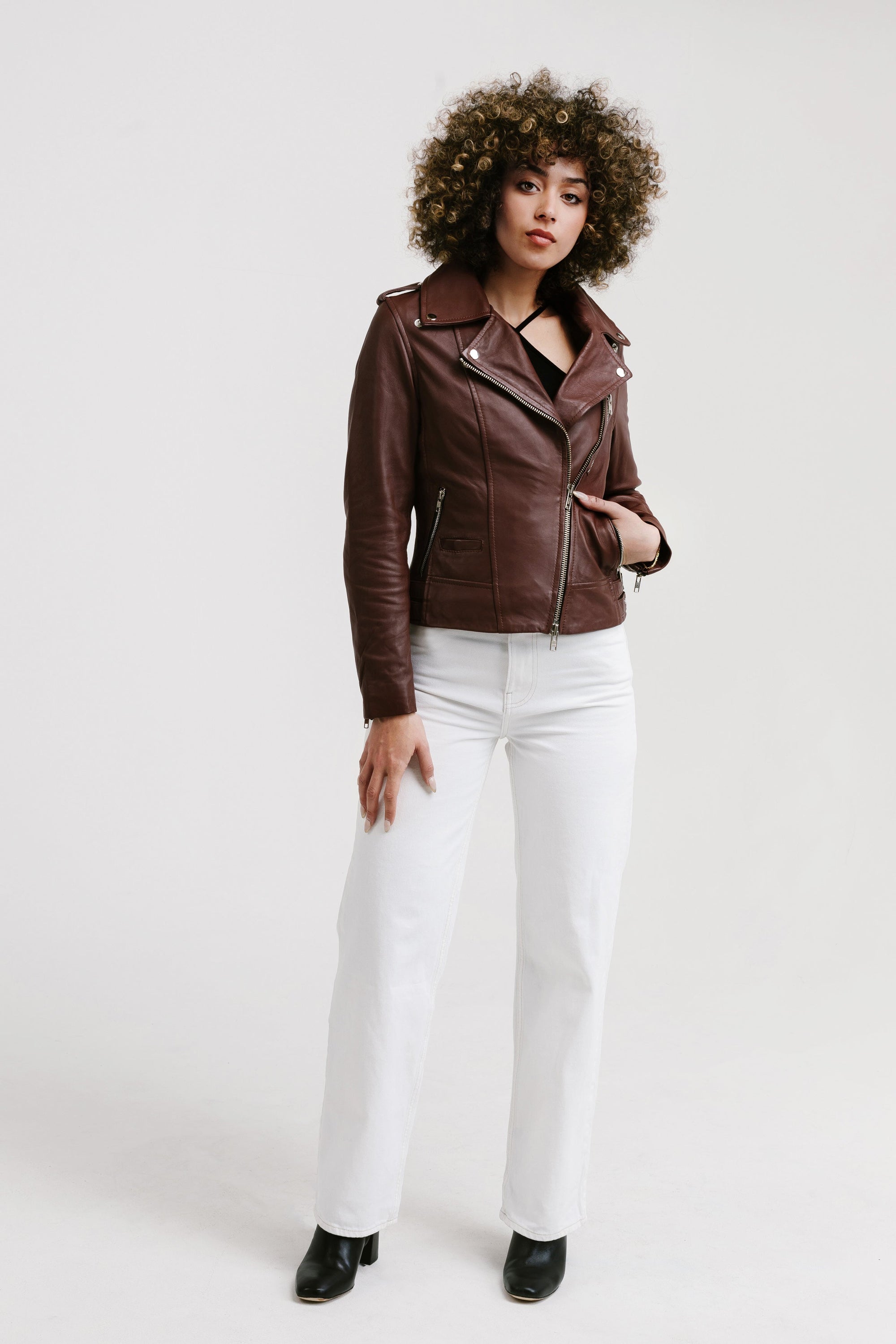 Non Water-Repellent Biker Leather Jacket | Aphrodite