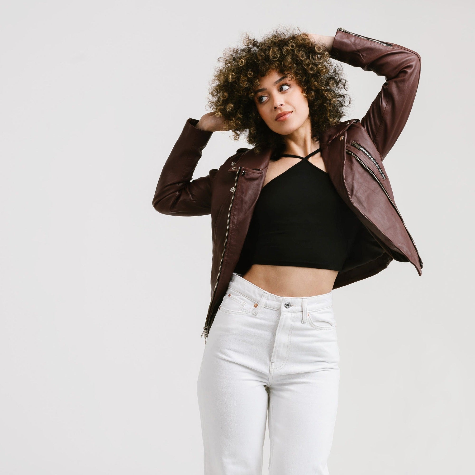 Non Water-Repellent Biker Leather Jacket | Aphrodite