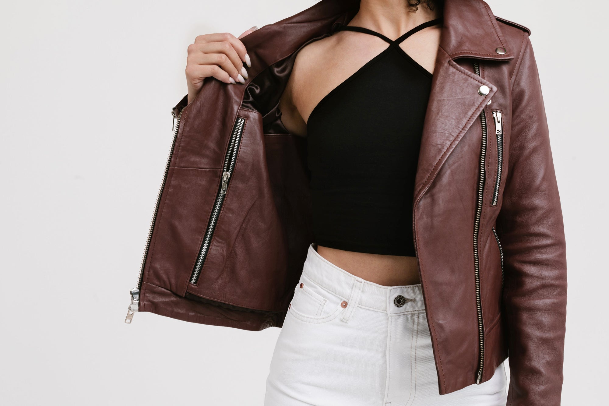 Non Water-Repellent Biker Leather Jacket | Aphrodite