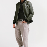 Non Water-Repellent Bomber Leather Jacket | Odysseus