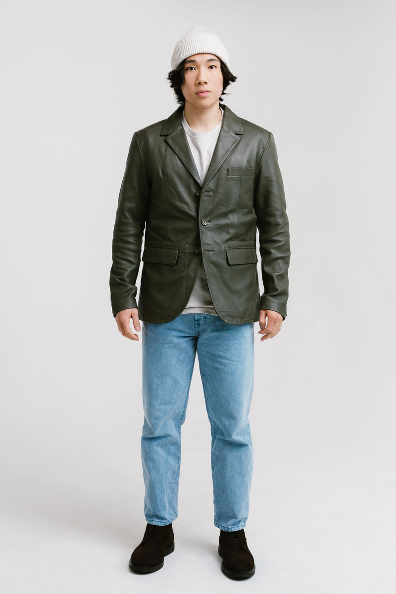 Three-Button Leather Blazer | Chiron