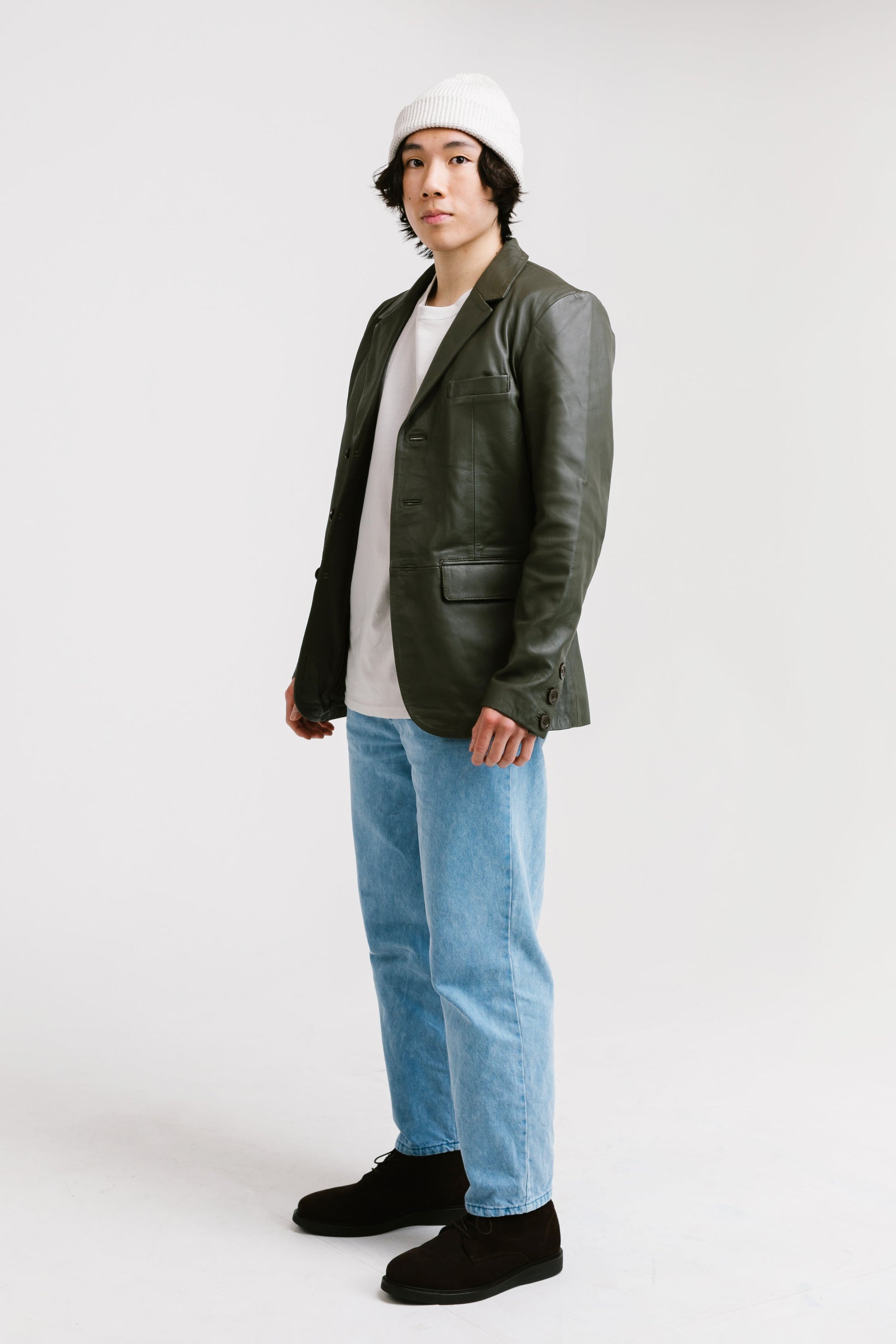Three-Button Leather Blazer | Chiron