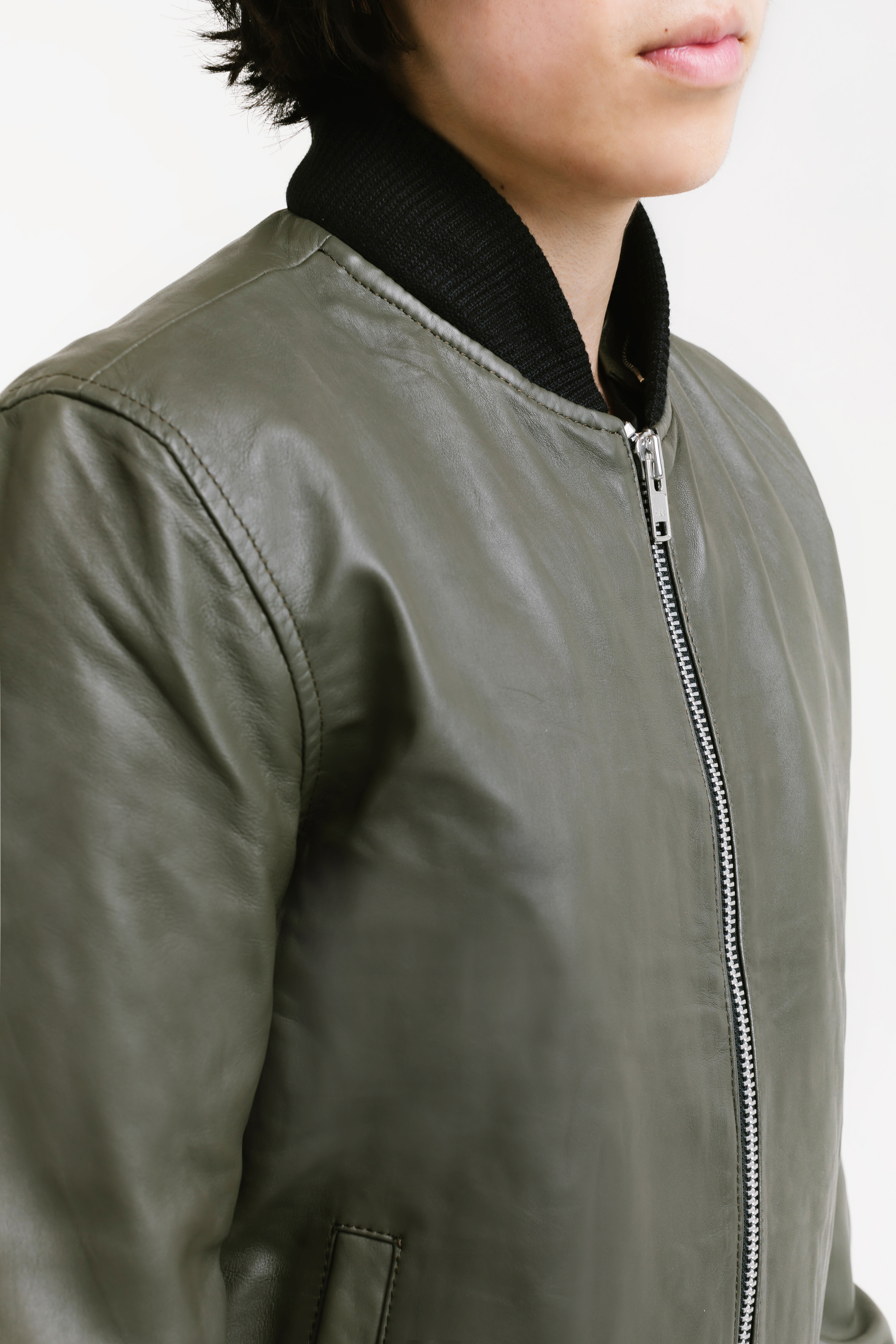 Non Water-Repellent Bomber Leather Jacket | Odysseus