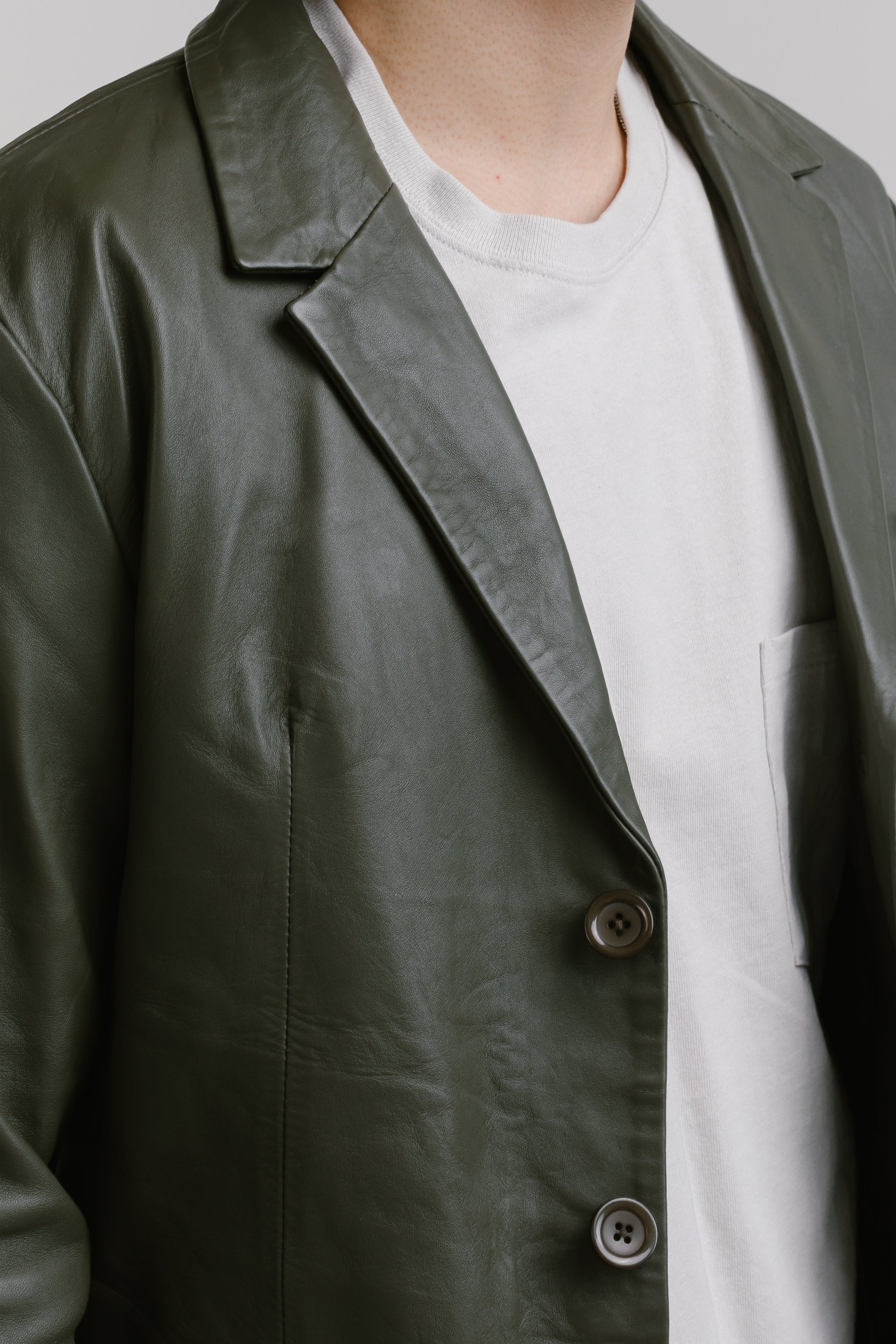 Three-Button Leather Blazer | Chiron
