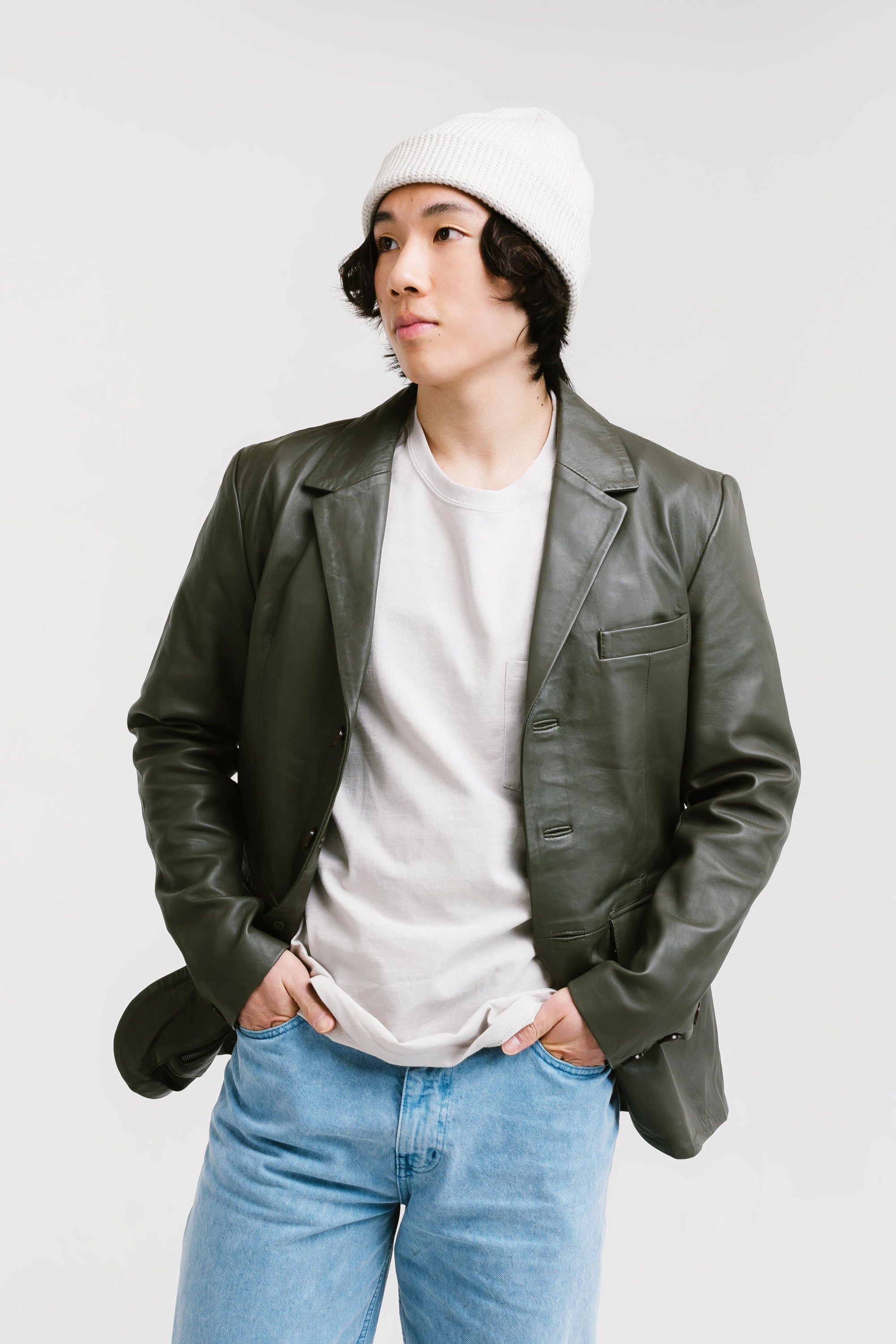 Three-Button Leather Blazer | Chiron