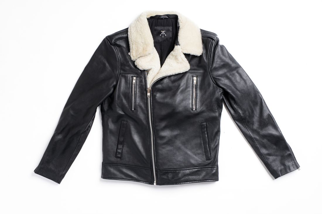 On Hand Shearling Trim Leather Jacket | Prometheus