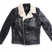 On Hand Shearling Trim Leather Jacket | Prometheus