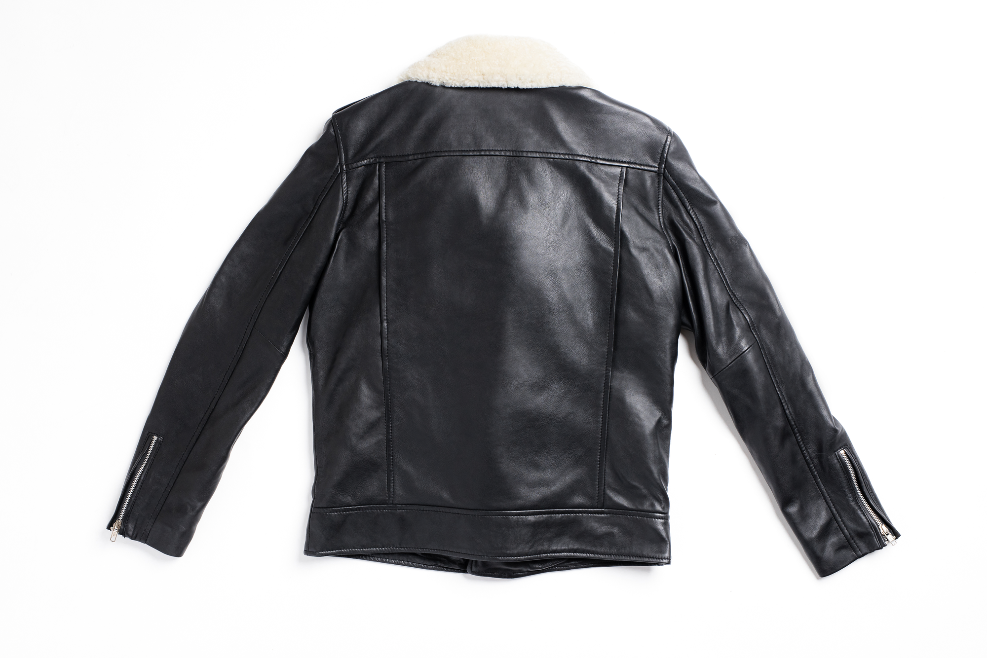 Non-Water Repellent Shearling Trim Leather Jacket | Prometheus