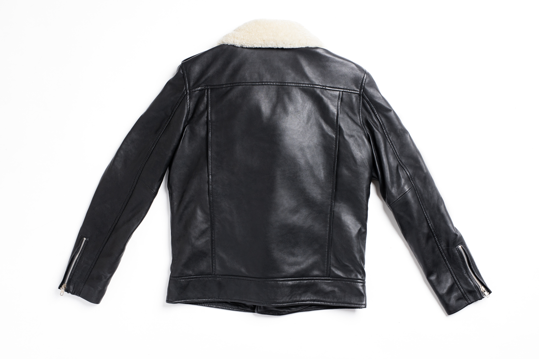 On Hand Shearling Trim Leather Jacket | Prometheus