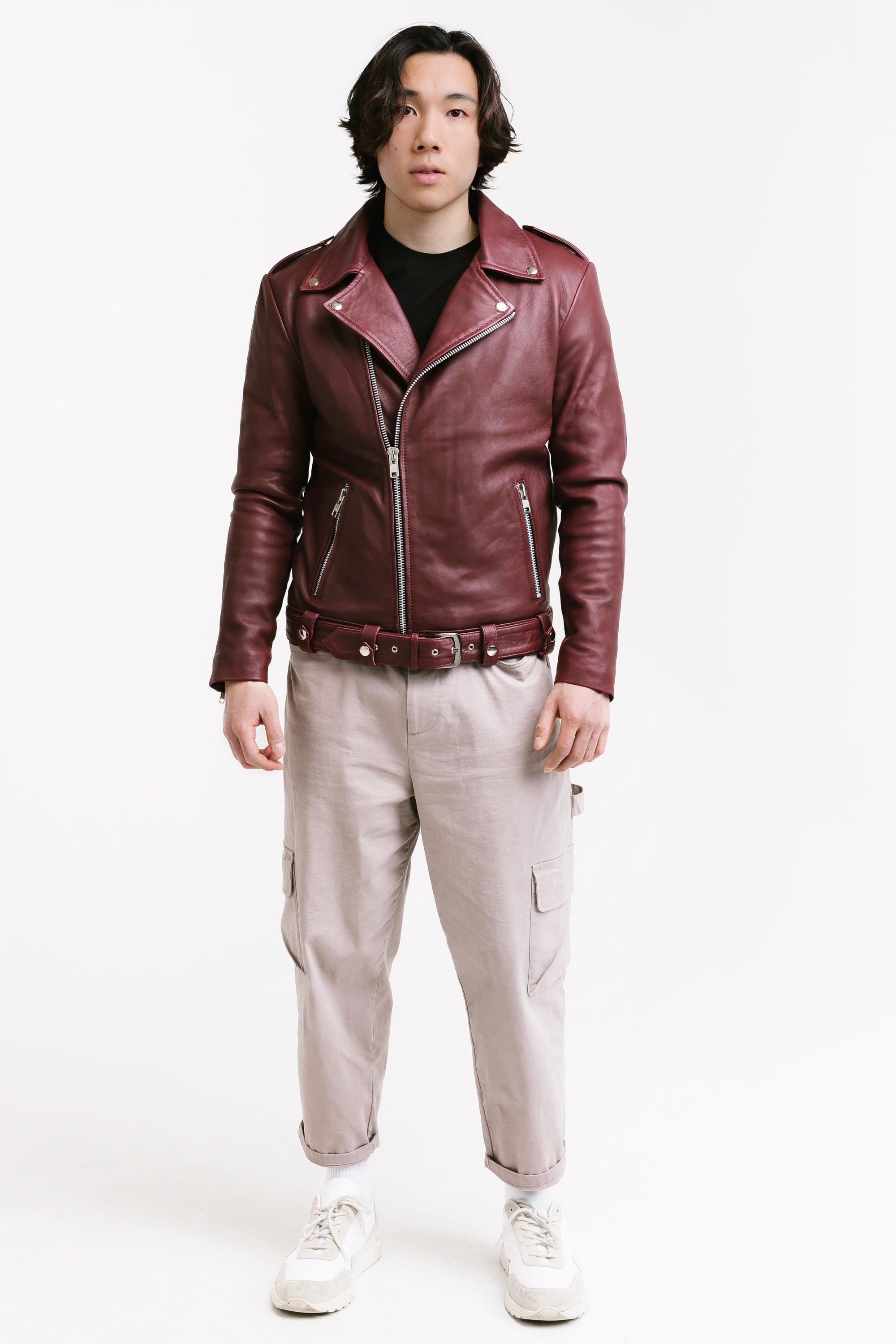 On Hand Non Water-Repellent Biker Leather Jacket | Ares