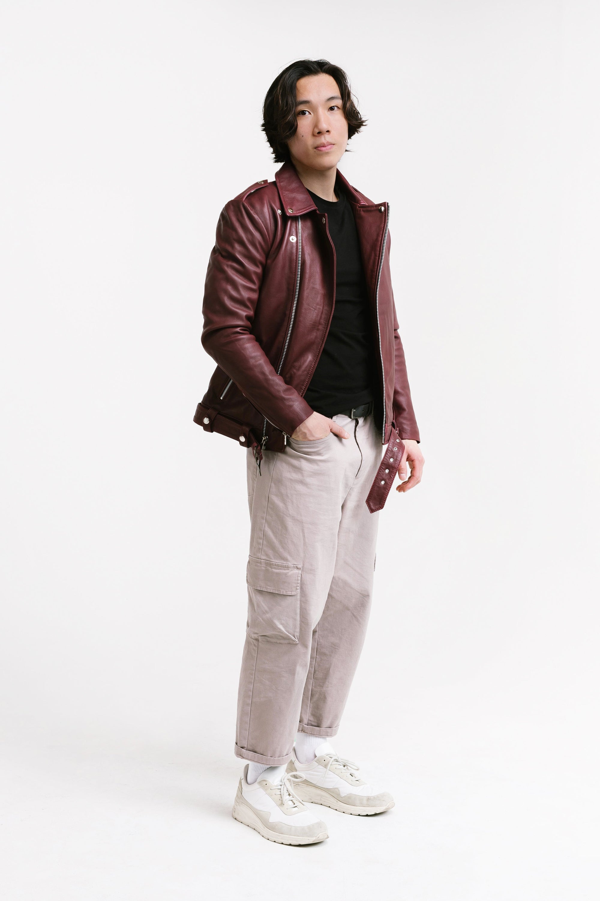On Hand Non Water-Repellent Biker Leather Jacket | Ares