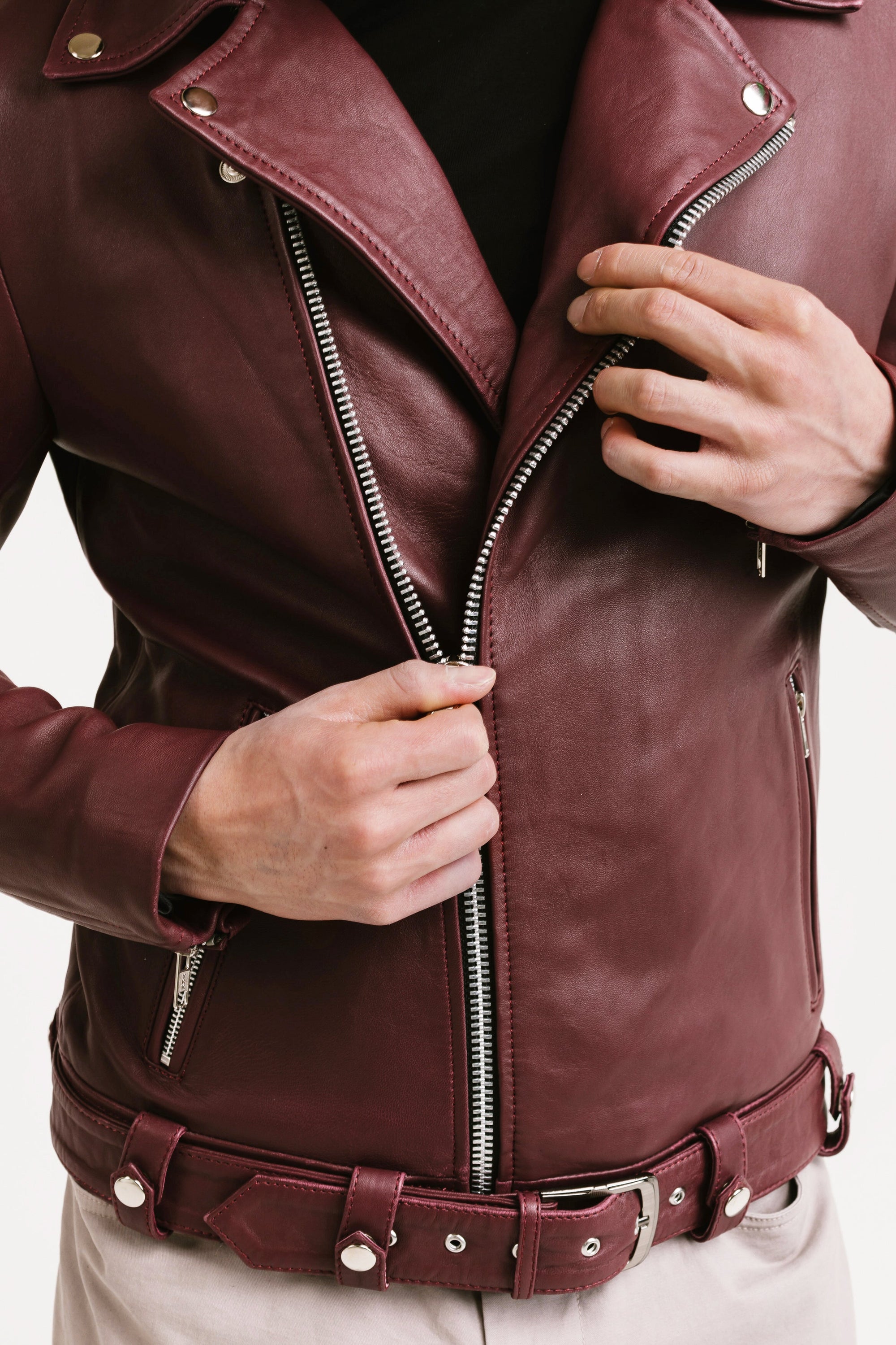 On Hand Non Water-Repellent Biker Leather Jacket | Ares