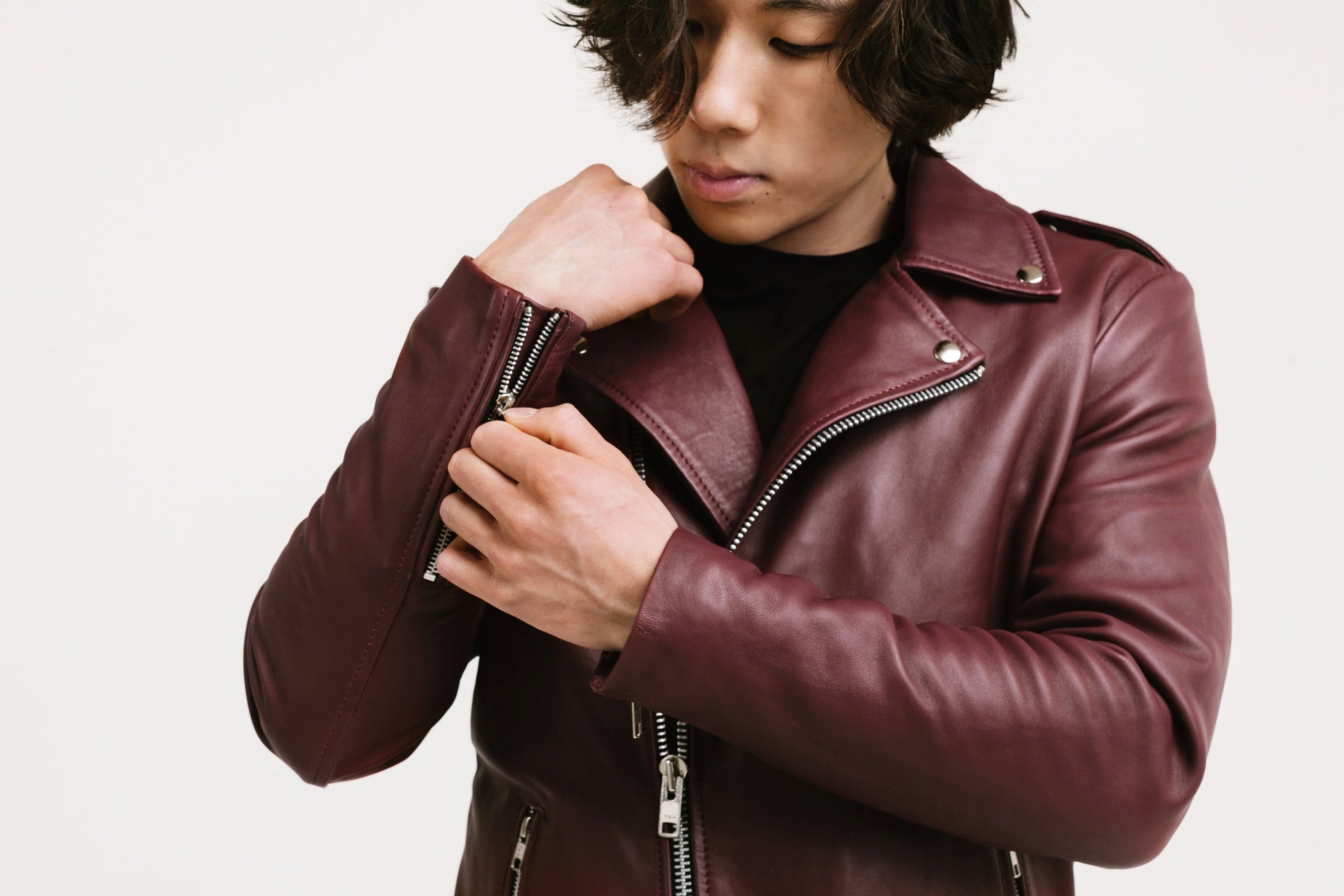 On Hand Non Water-Repellent Biker Leather Jacket | Ares
